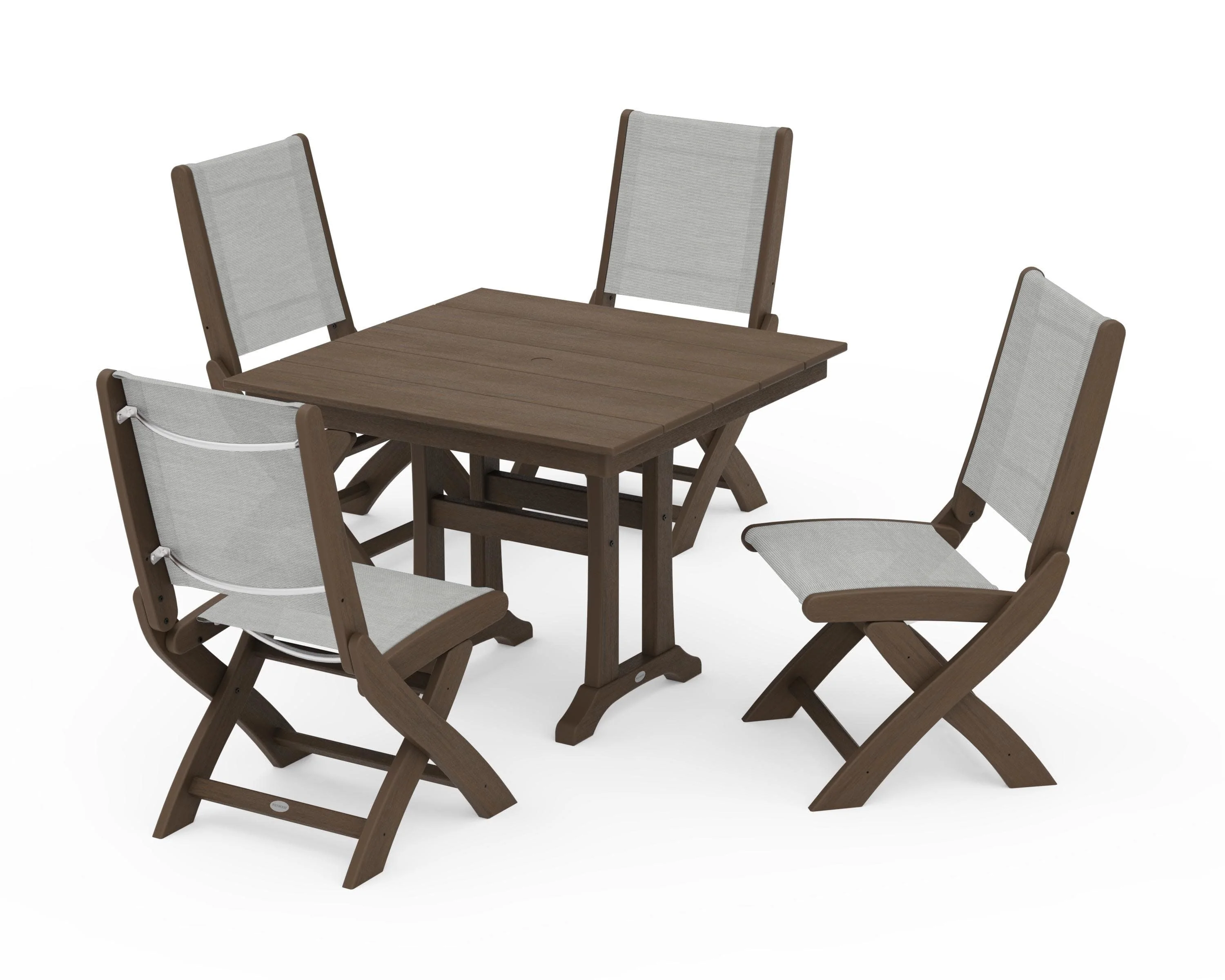 Coastal Folding Side Chair 5-Piece Farmhouse Dining Set With Trestle Legs - Image 139
