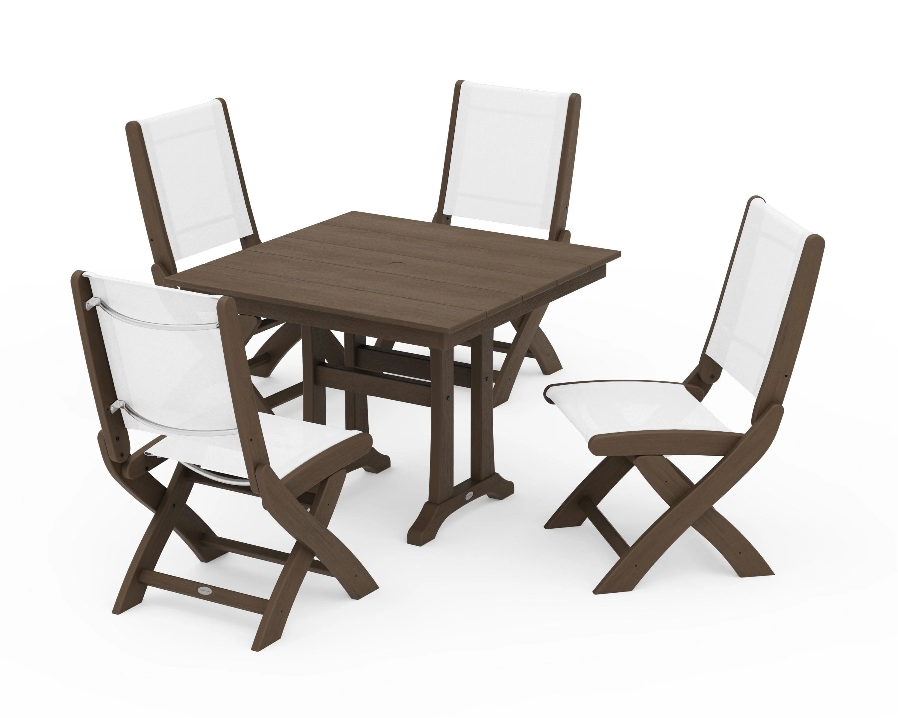 Coastal Folding Side Chair 5-Piece Farmhouse Dining Set With Trestle Legs - Image 143