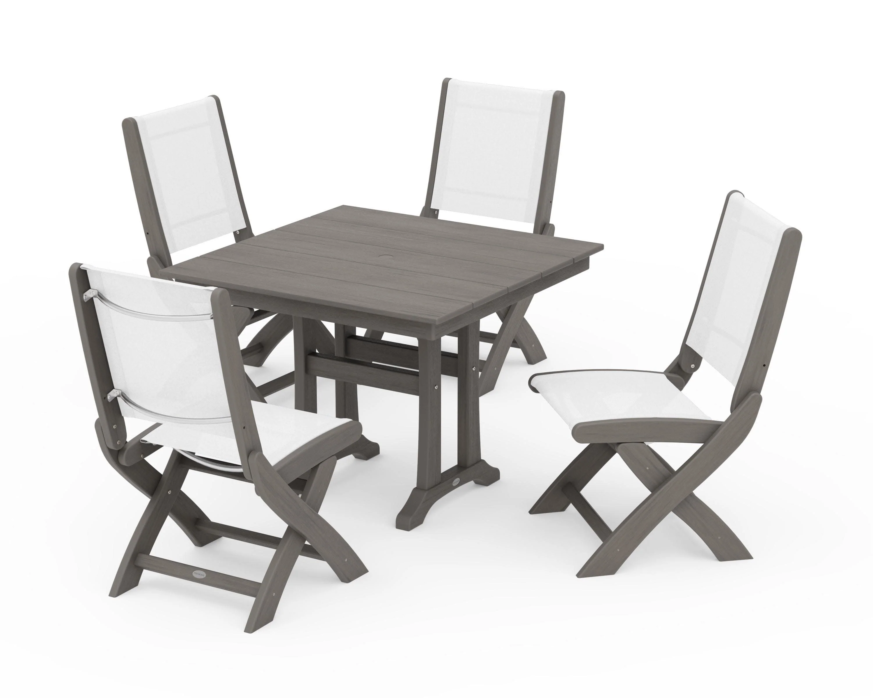 Coastal Folding Side Chair 5-Piece Farmhouse Dining Set With Trestle Legs - Image 148