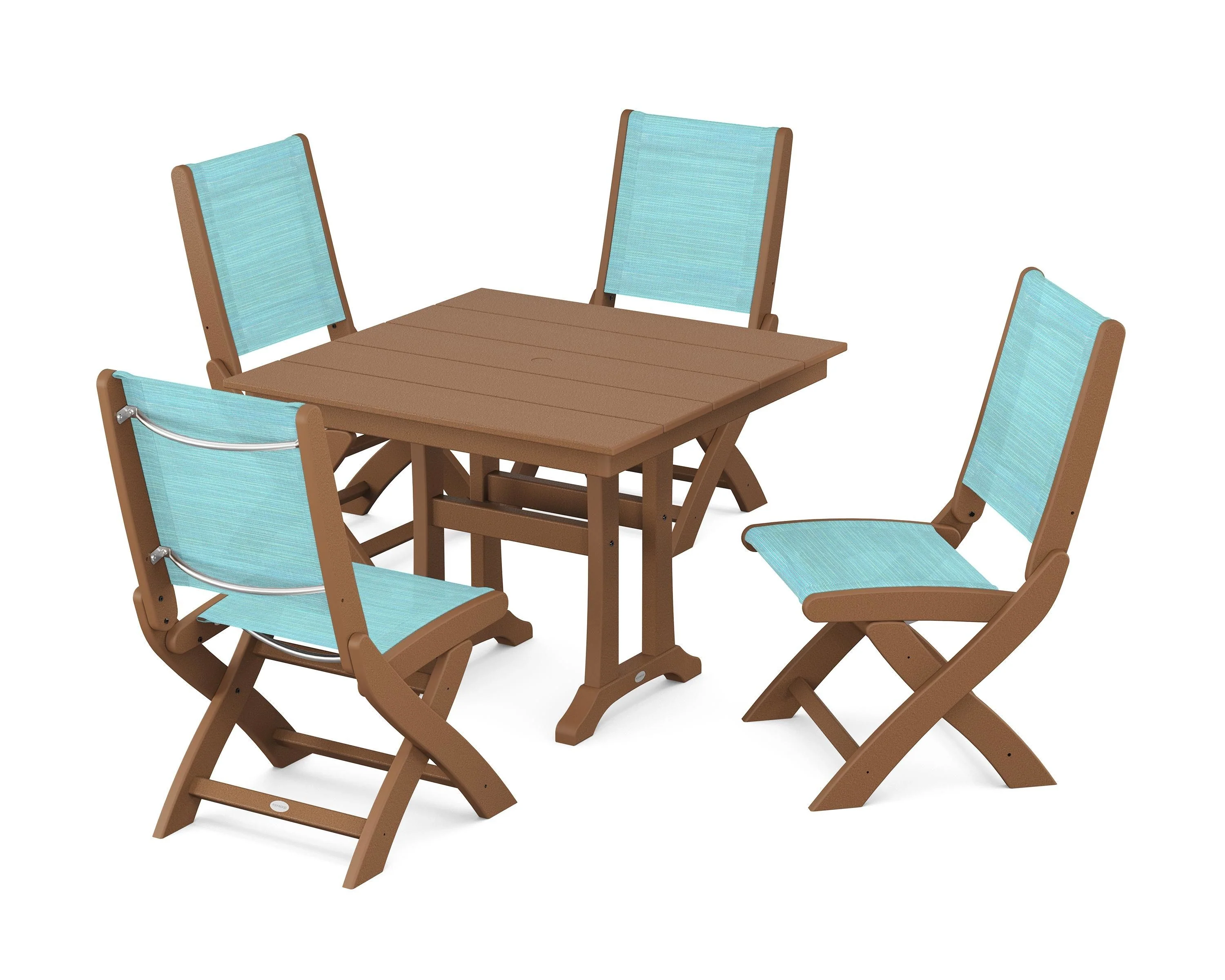 Coastal Folding Side Chair 5-Piece Farmhouse Dining Set With Trestle Legs - Image 21