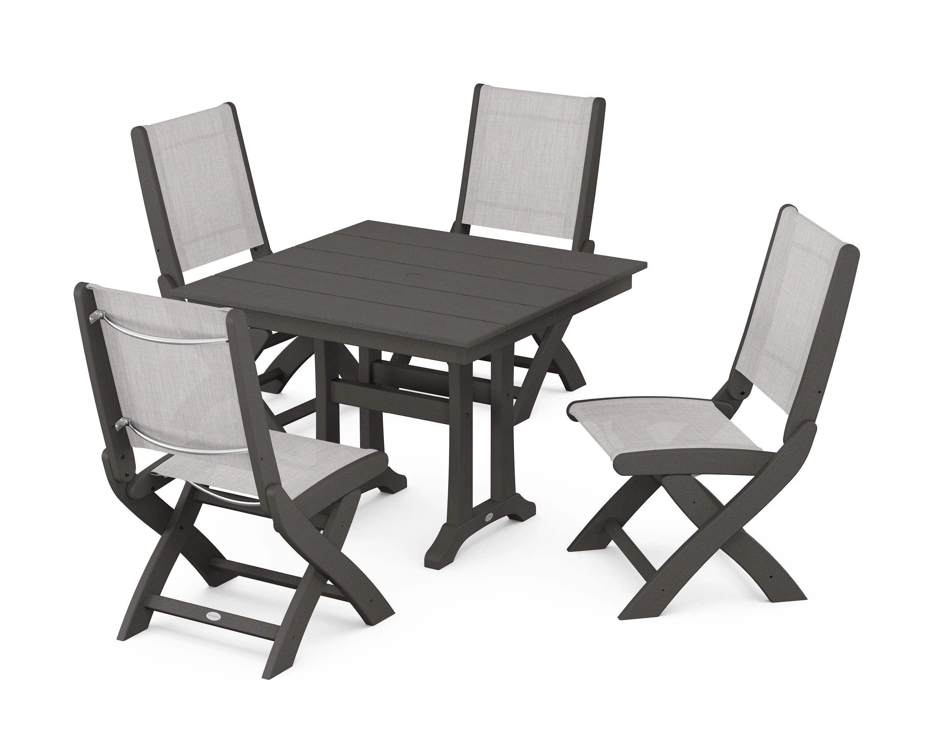 Coastal Folding Side Chair 5-Piece Farmhouse Dining Set With Trestle Legs - Image 34