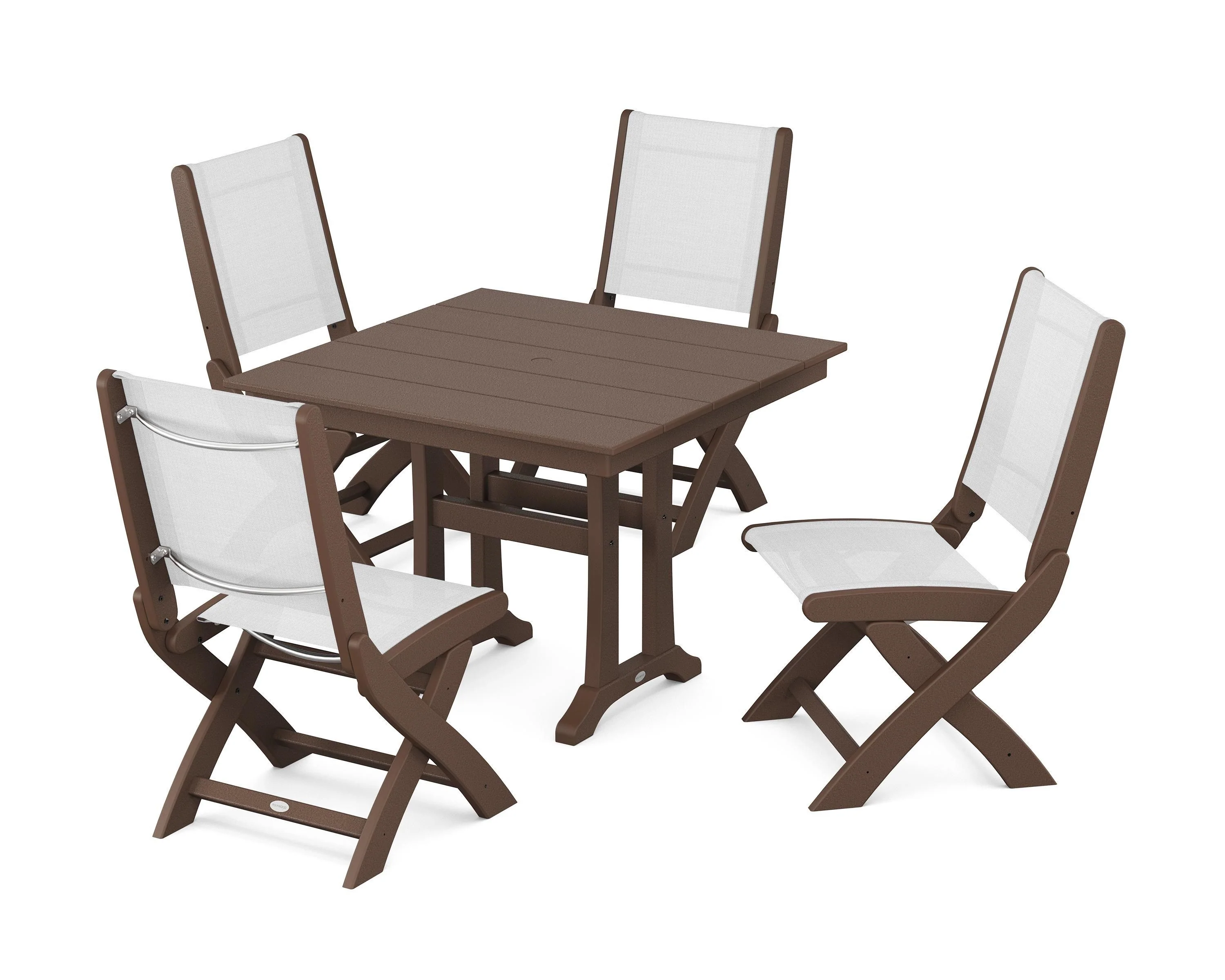 Coastal Folding Side Chair 5-Piece Farmhouse Dining Set With Trestle Legs - Image 35