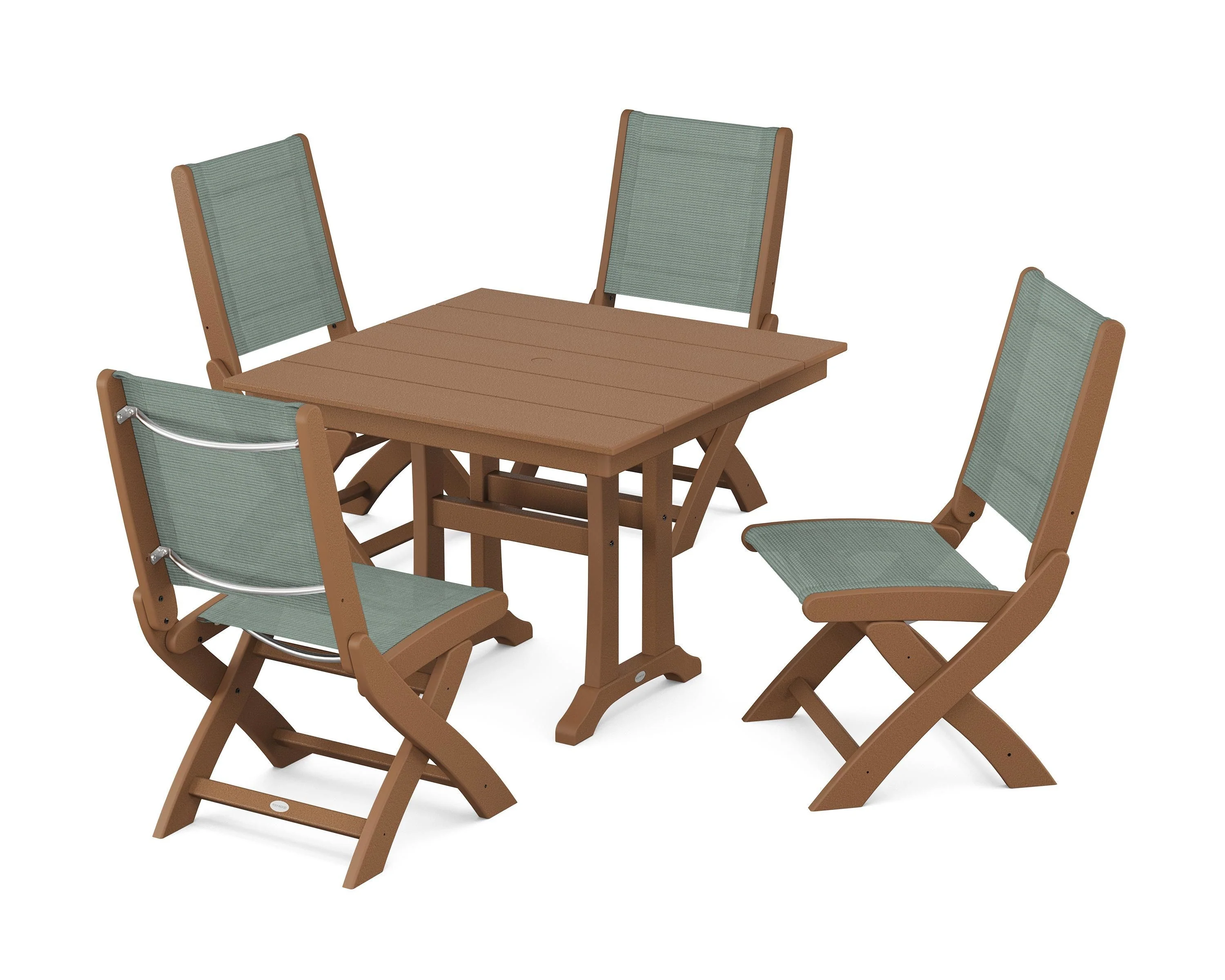 Coastal Folding Side Chair 5-Piece Farmhouse Dining Set With Trestle Legs - Image 40
