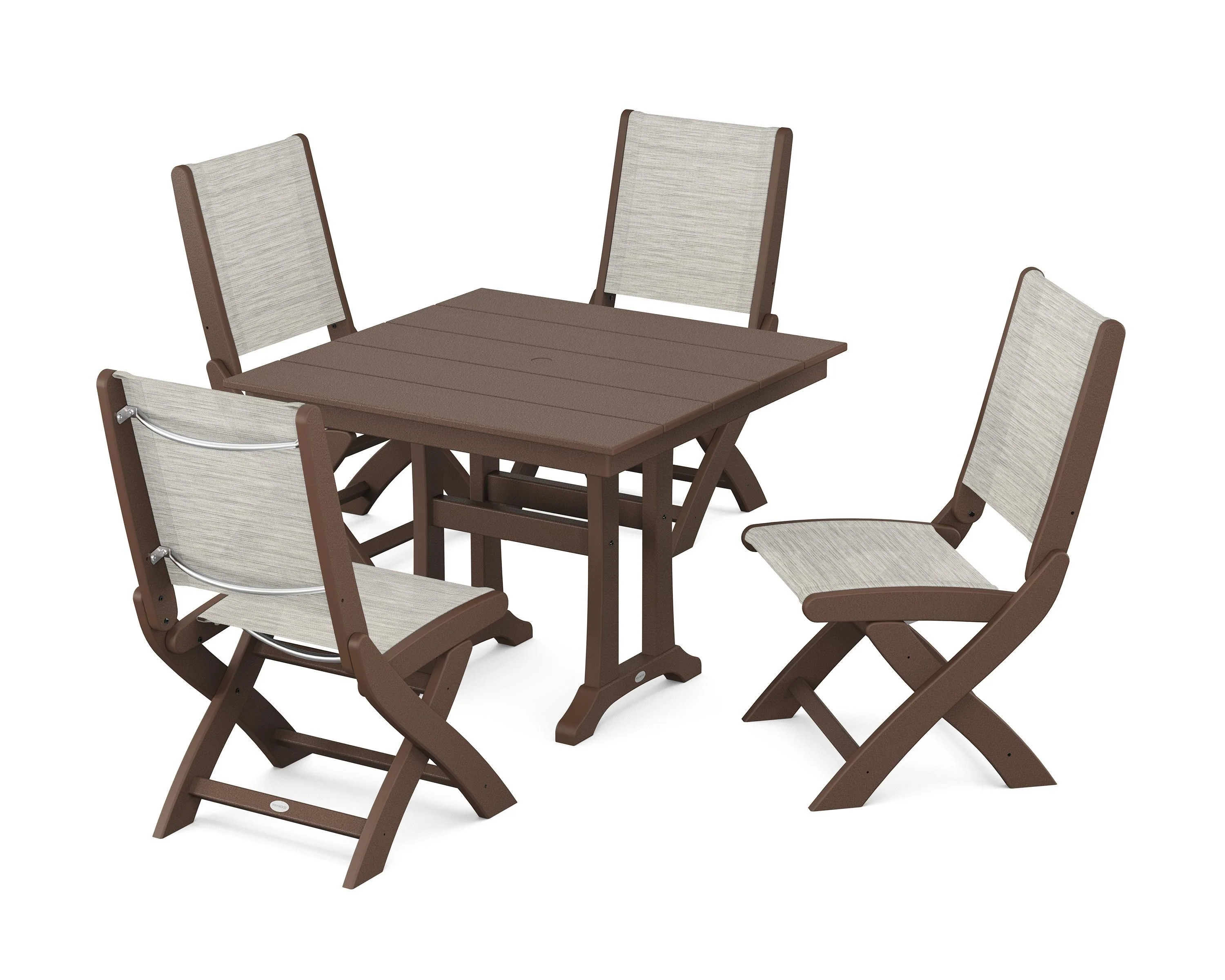 Coastal Folding Side Chair 5-Piece Farmhouse Dining Set With Trestle Legs - Image 43