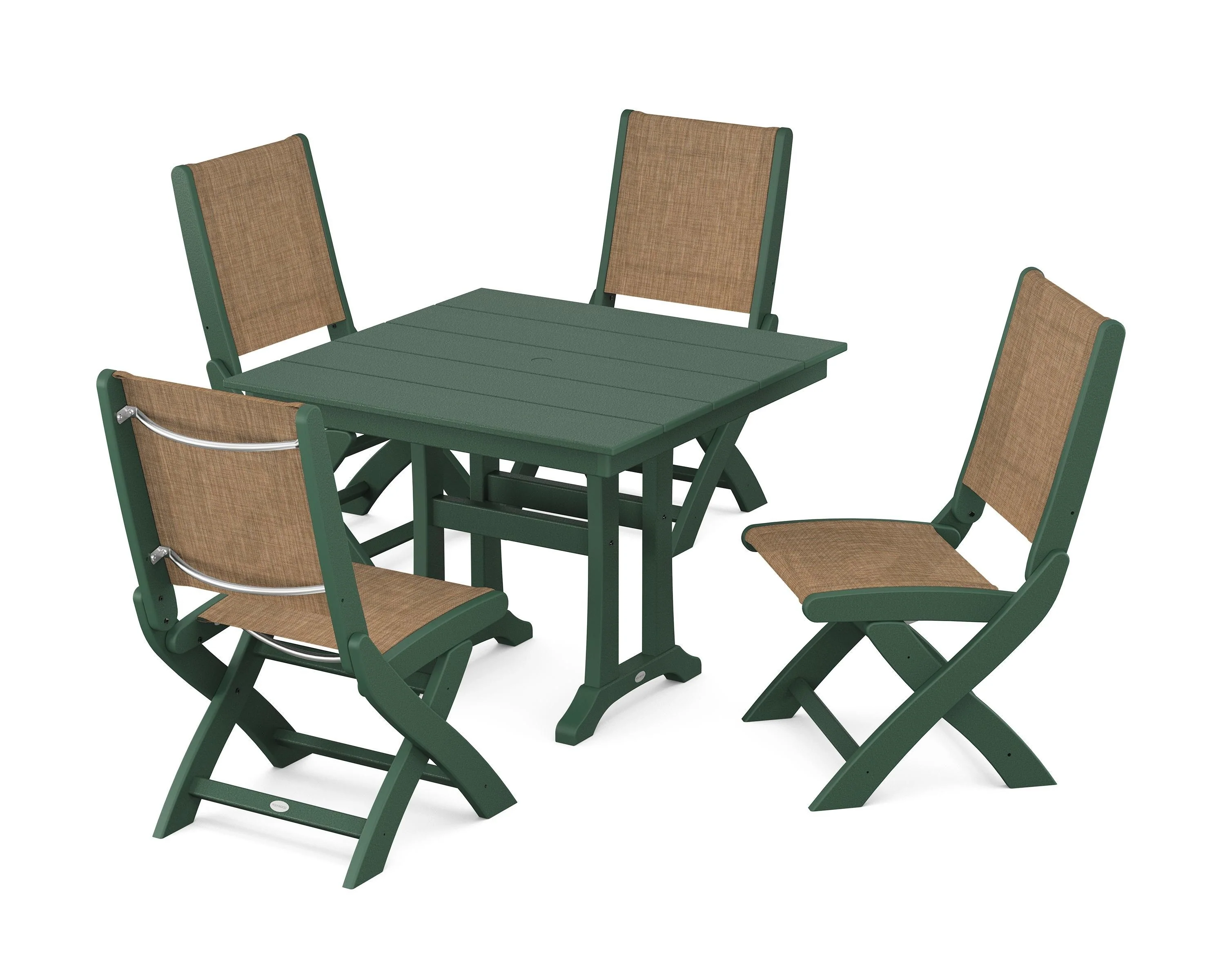 Coastal Folding Side Chair 5-Piece Farmhouse Dining Set With Trestle Legs - Image 51