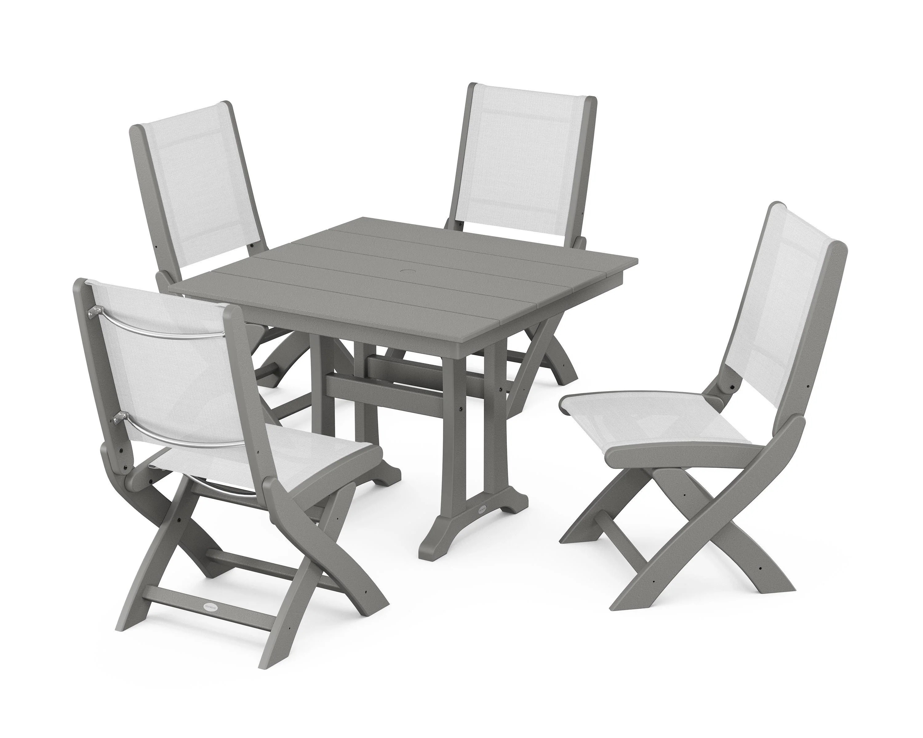 Coastal Folding Side Chair 5-Piece Farmhouse Dining Set With Trestle Legs - Image 52
