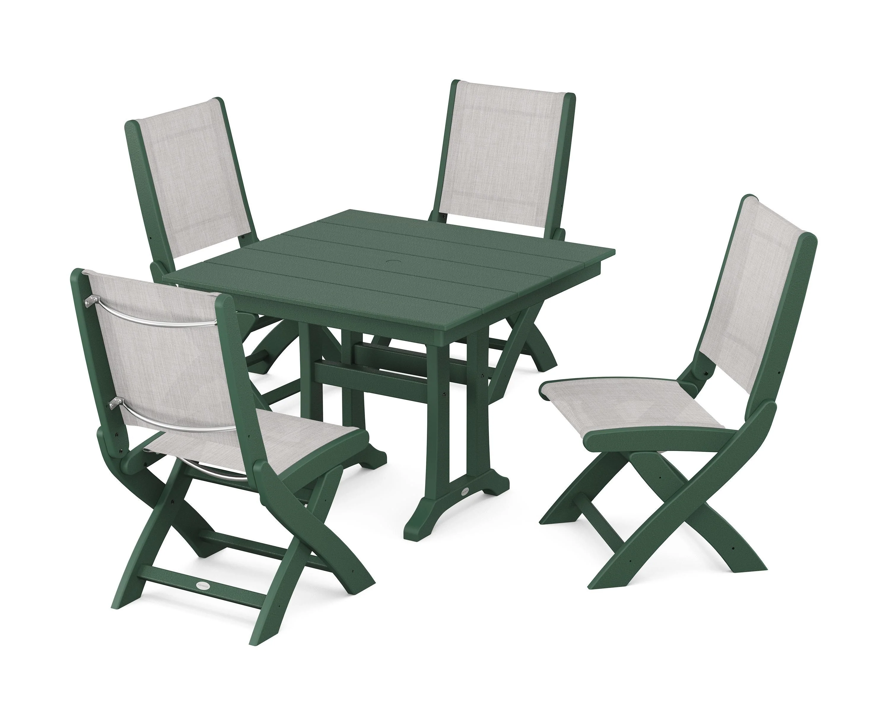 Coastal Folding Side Chair 5-Piece Farmhouse Dining Set With Trestle Legs - Image 54