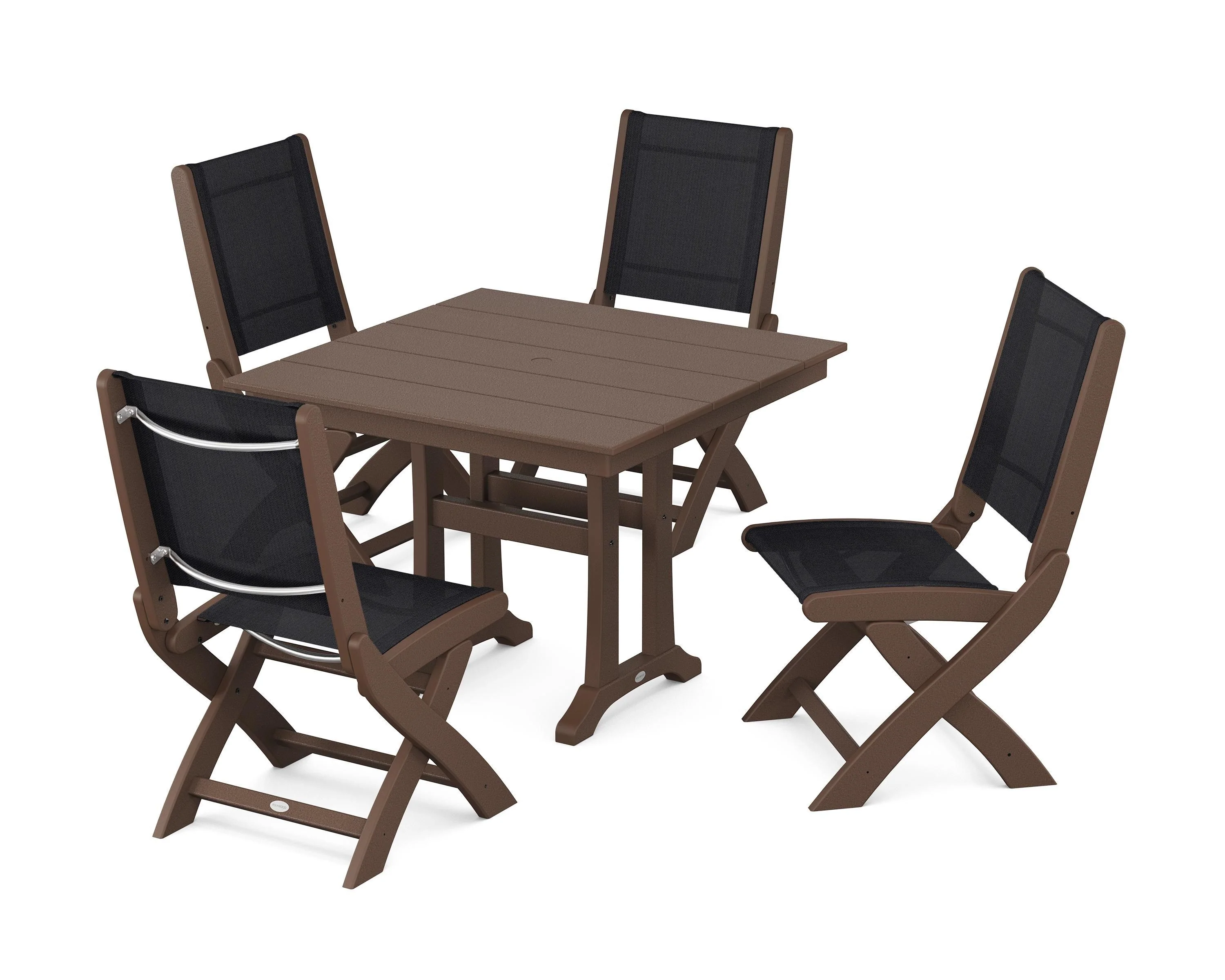 Coastal Folding Side Chair 5-Piece Farmhouse Dining Set With Trestle Legs - Image 7