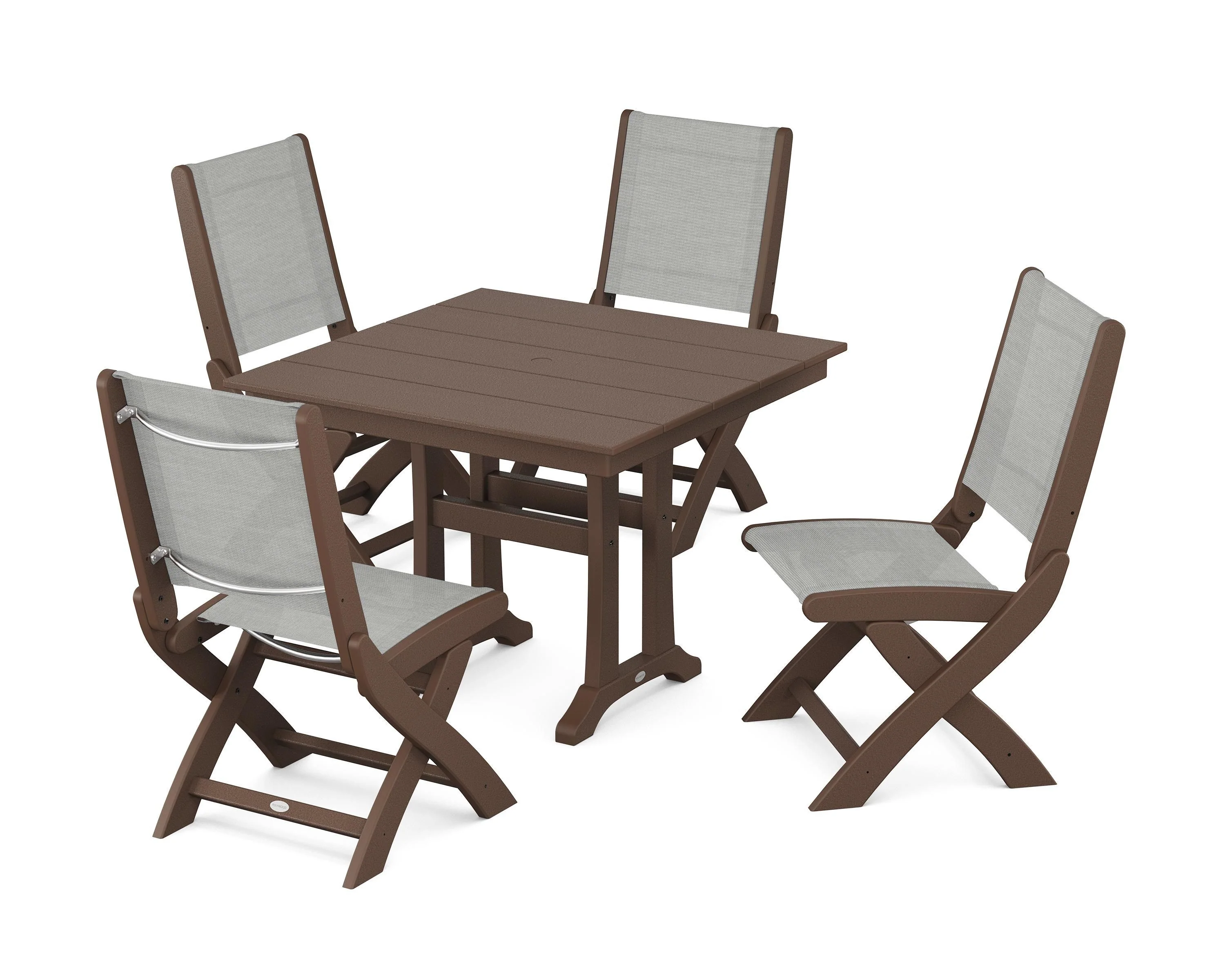 Coastal Folding Side Chair 5-Piece Farmhouse Dining Set With Trestle Legs - Image 77