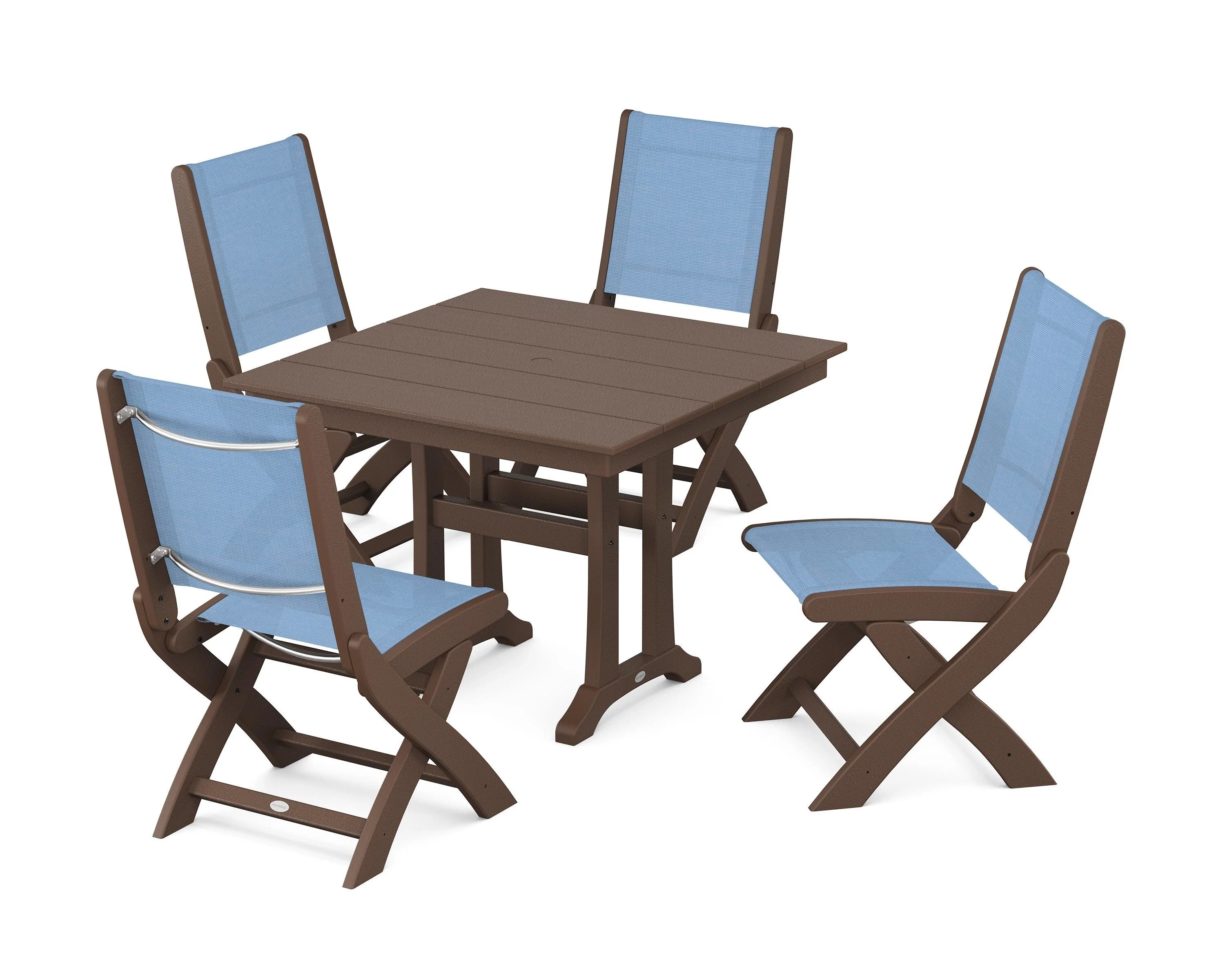 Coastal Folding Side Chair 5-Piece Farmhouse Dining Set With Trestle Legs - Image 78