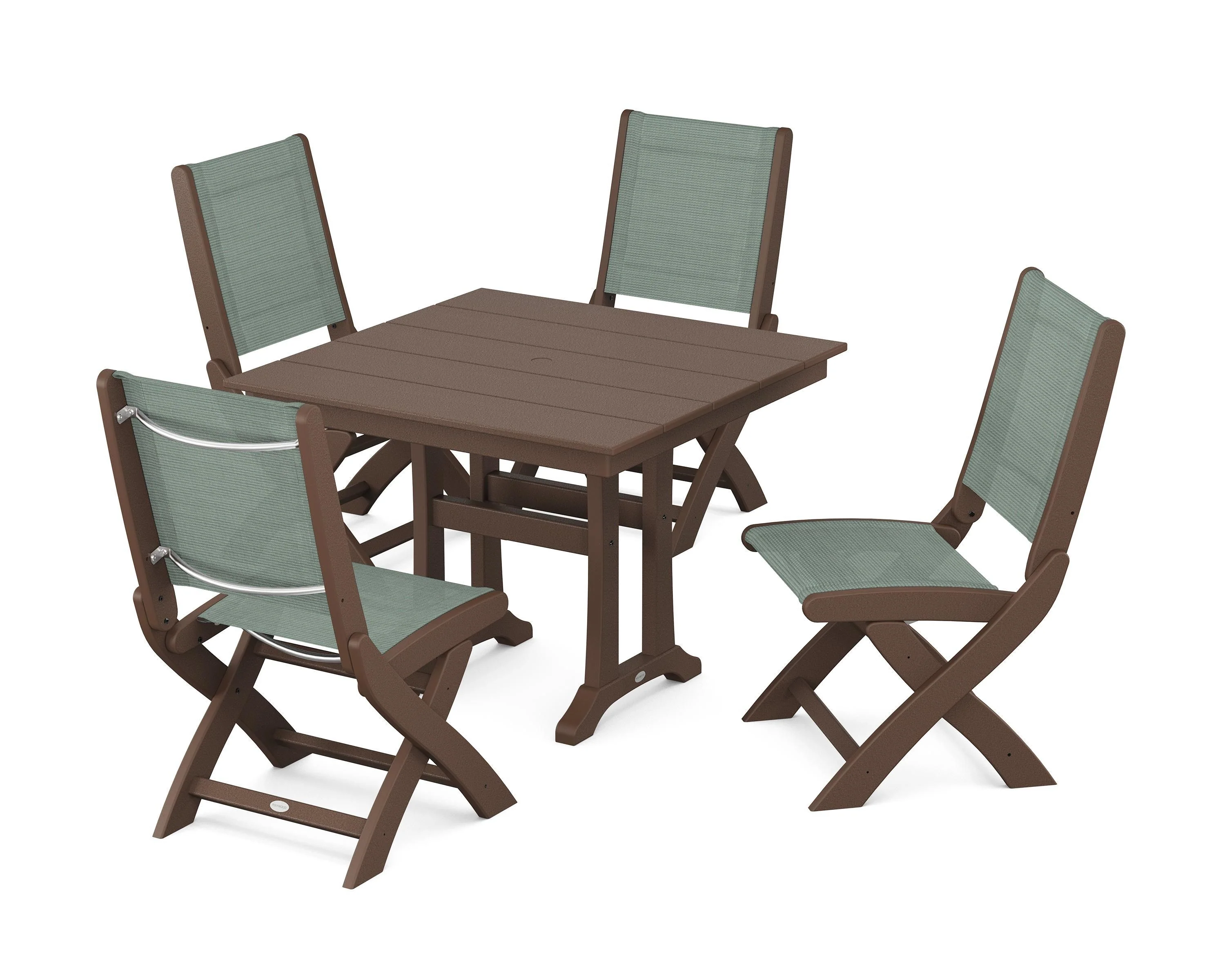 Coastal Folding Side Chair 5-Piece Farmhouse Dining Set With Trestle Legs - Image 80