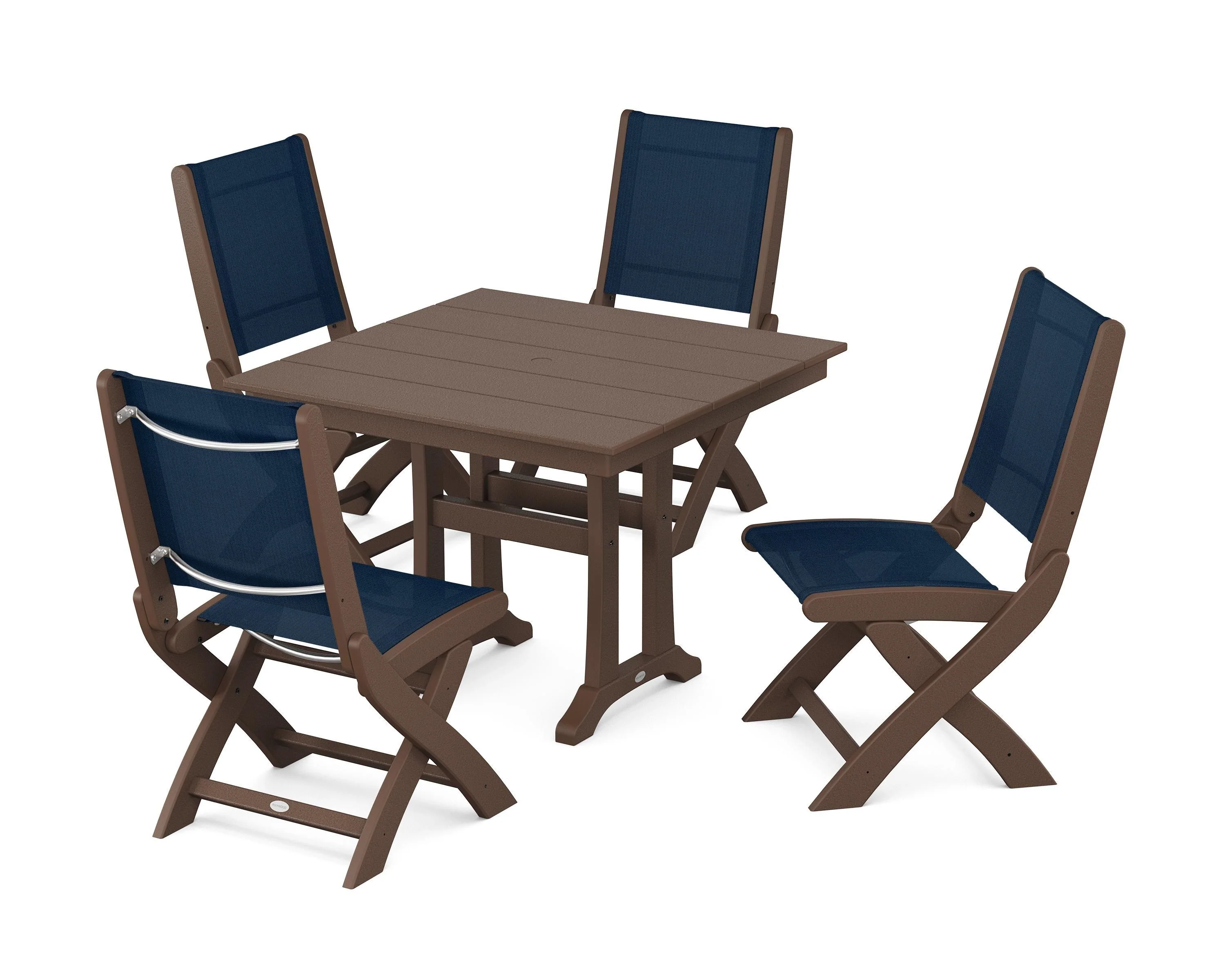 Coastal Folding Side Chair 5-Piece Farmhouse Dining Set With Trestle Legs - Image 91