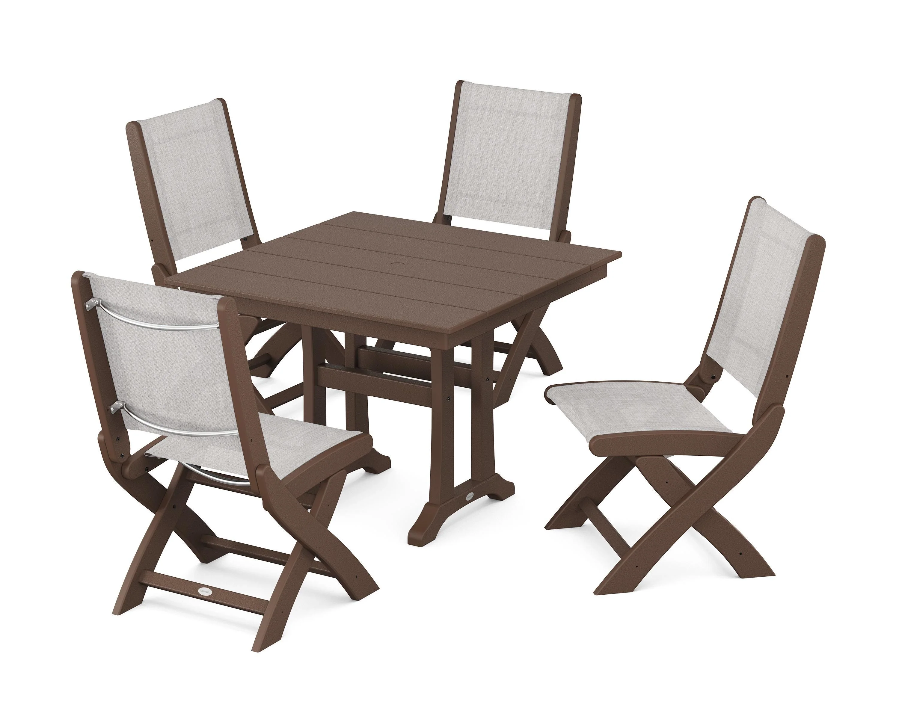 Coastal Folding Side Chair 5-Piece Farmhouse Dining Set With Trestle Legs - Image 92