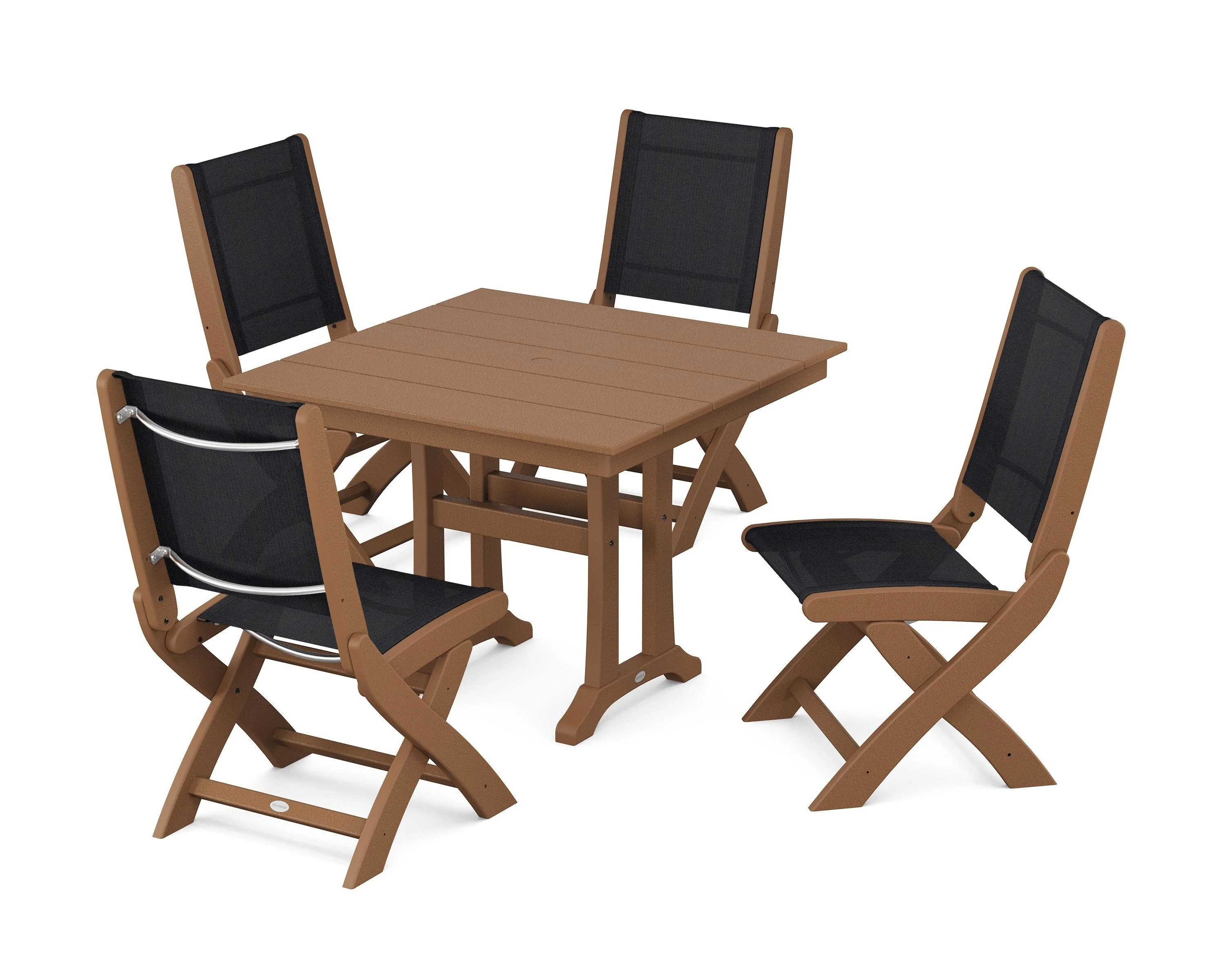 Coastal Folding Side Chair 5-Piece Farmhouse Dining Set With Trestle Legs - Image 95