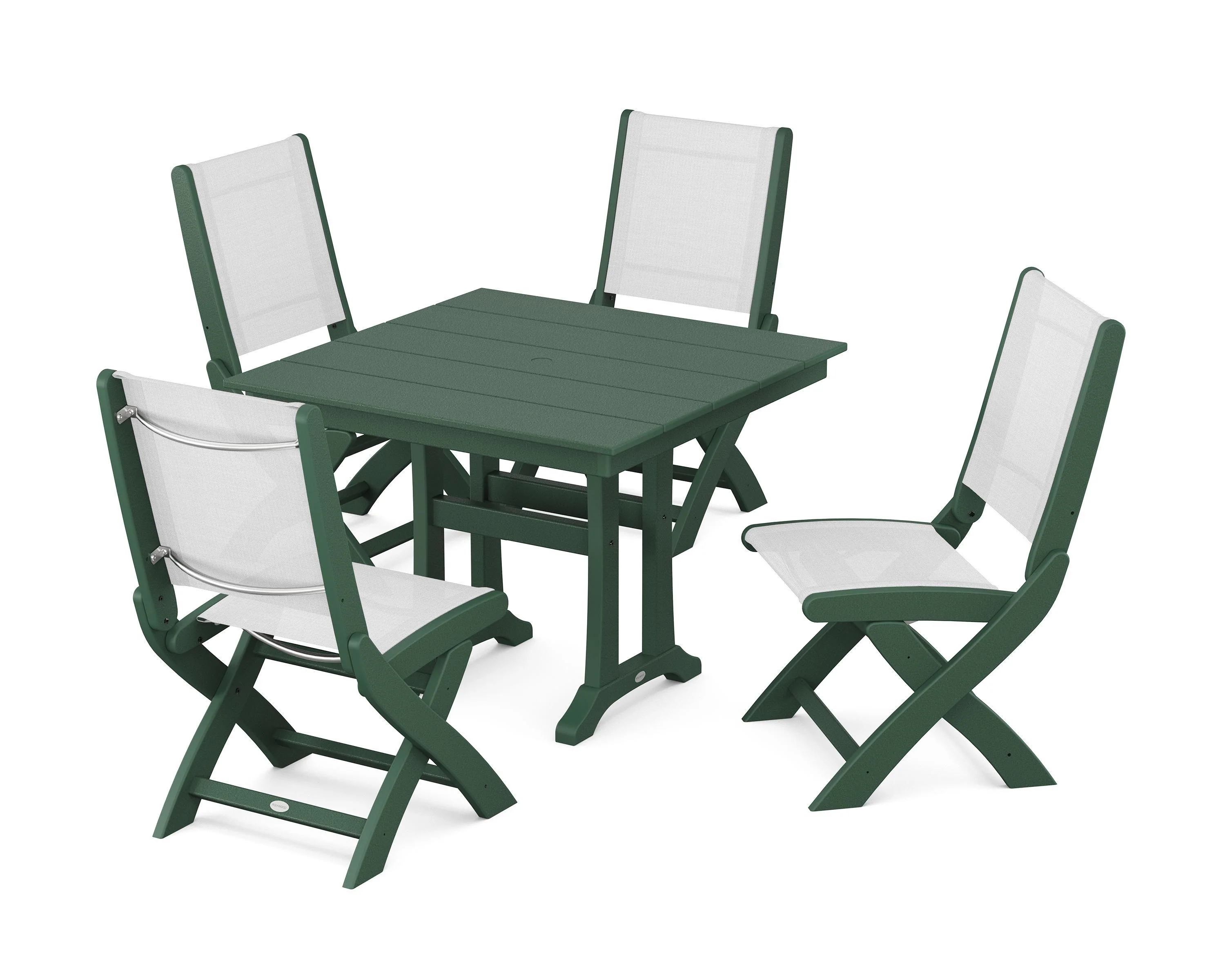 Coastal Folding Side Chair 5-Piece Farmhouse Dining Set With Trestle Legs - Image 99