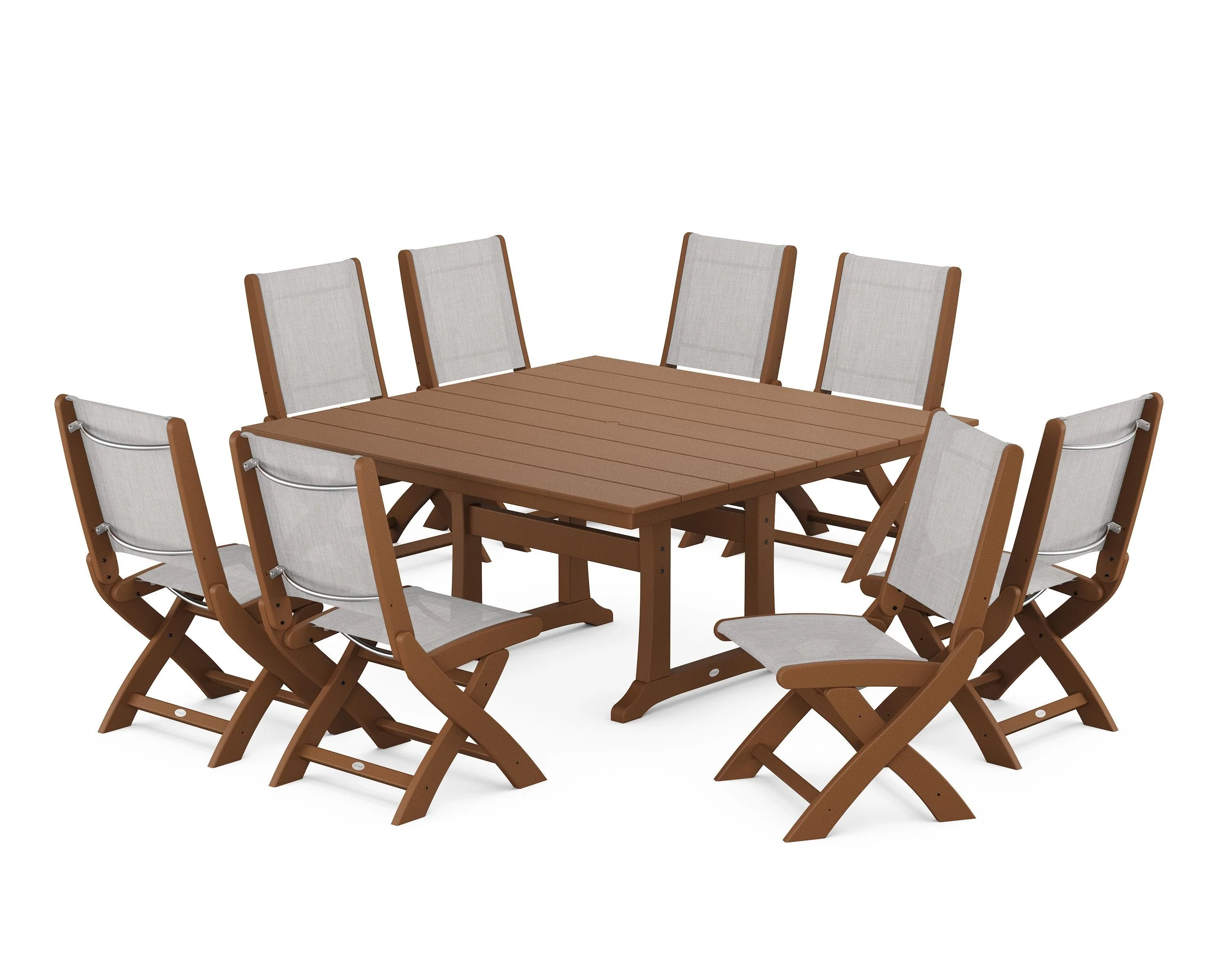 Coastal Folding Side Chair 9-Piece Farmhouse Dining Set - Image 102