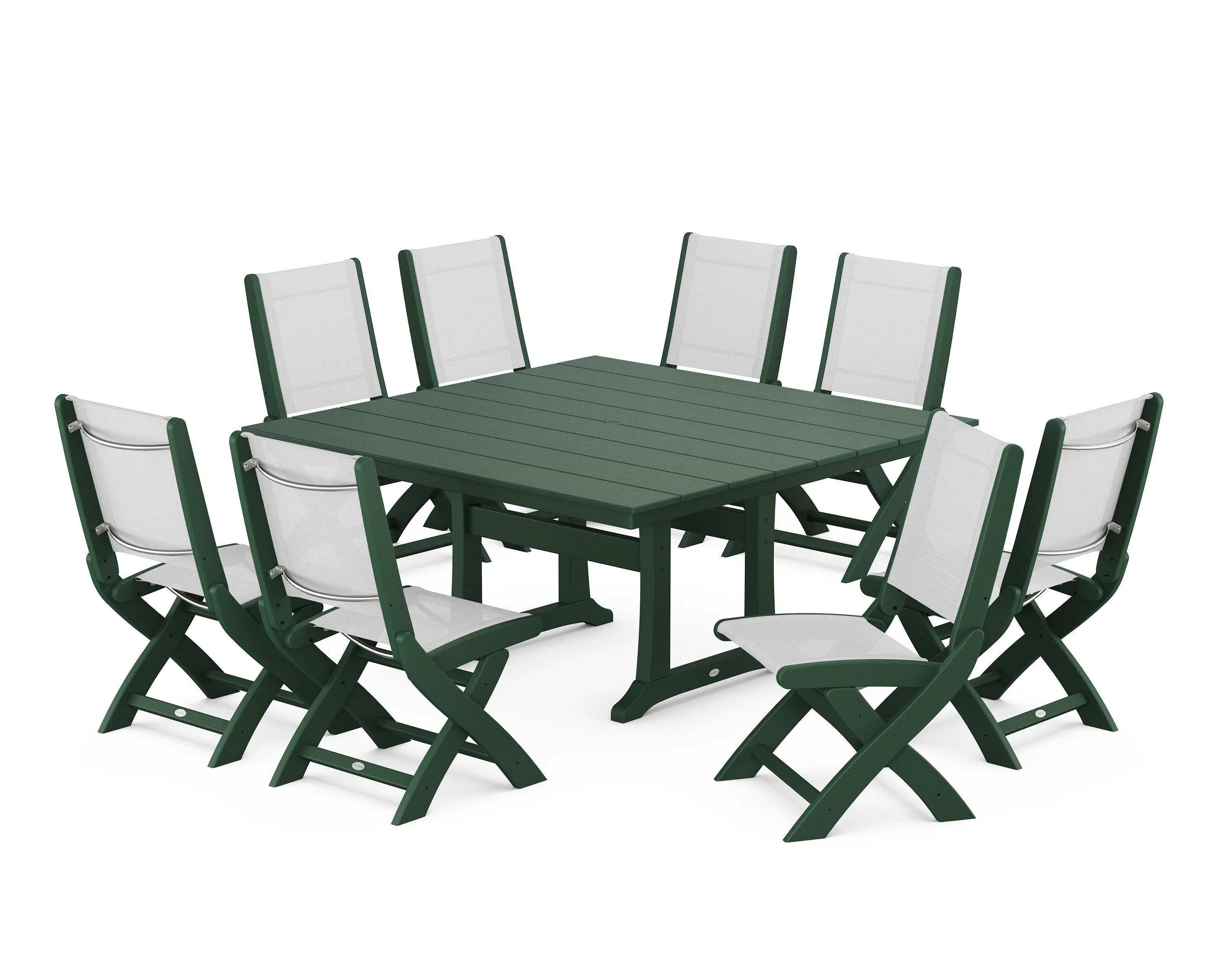 Coastal Folding Side Chair 9-Piece Farmhouse Dining Set - Image 103