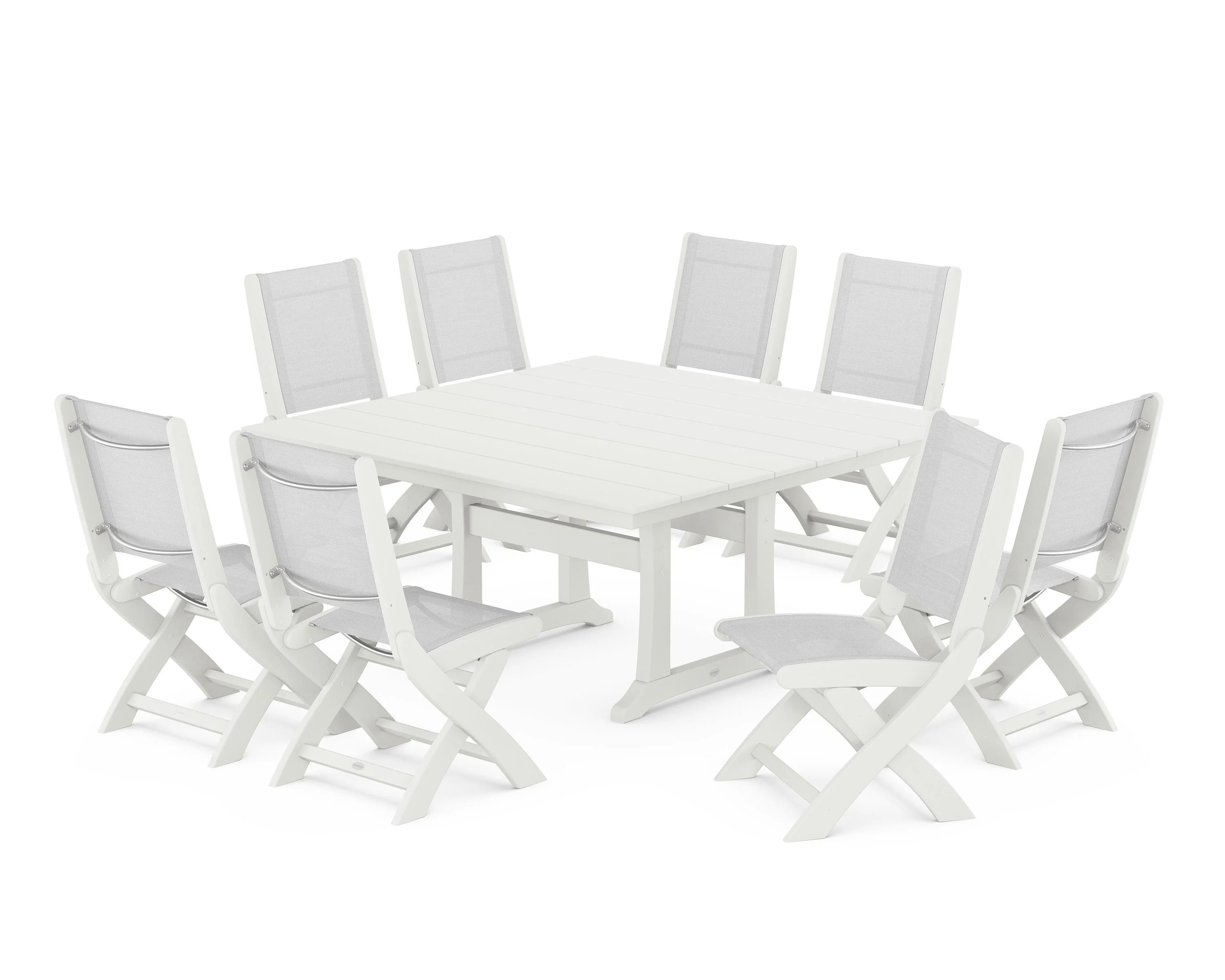 Coastal Folding Side Chair 9-Piece Farmhouse Dining Set - Image 105