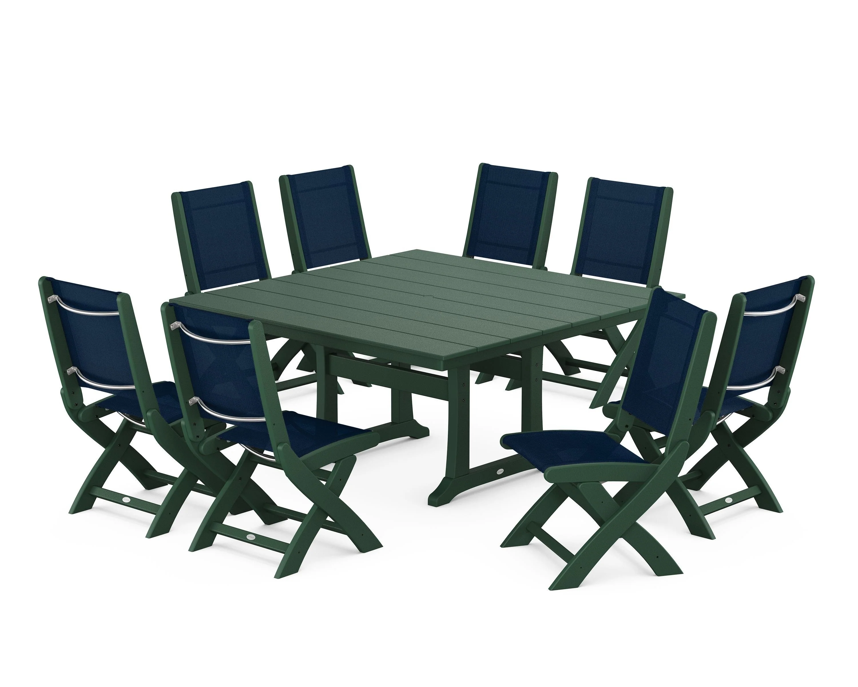 Coastal Folding Side Chair 9-Piece Farmhouse Dining Set - Image 106