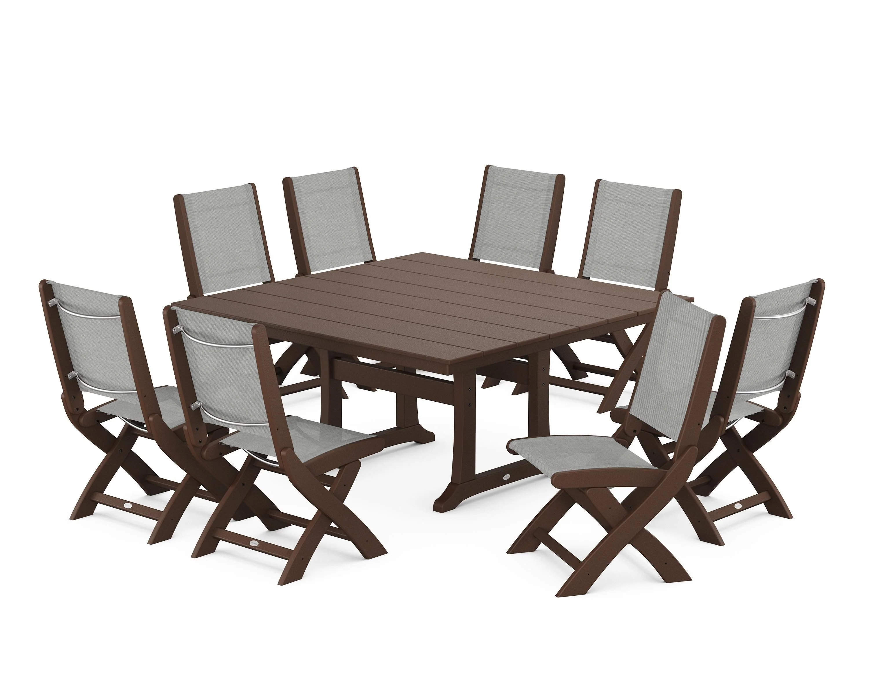 Coastal Folding Side Chair 9-Piece Farmhouse Dining Set - Image 120
