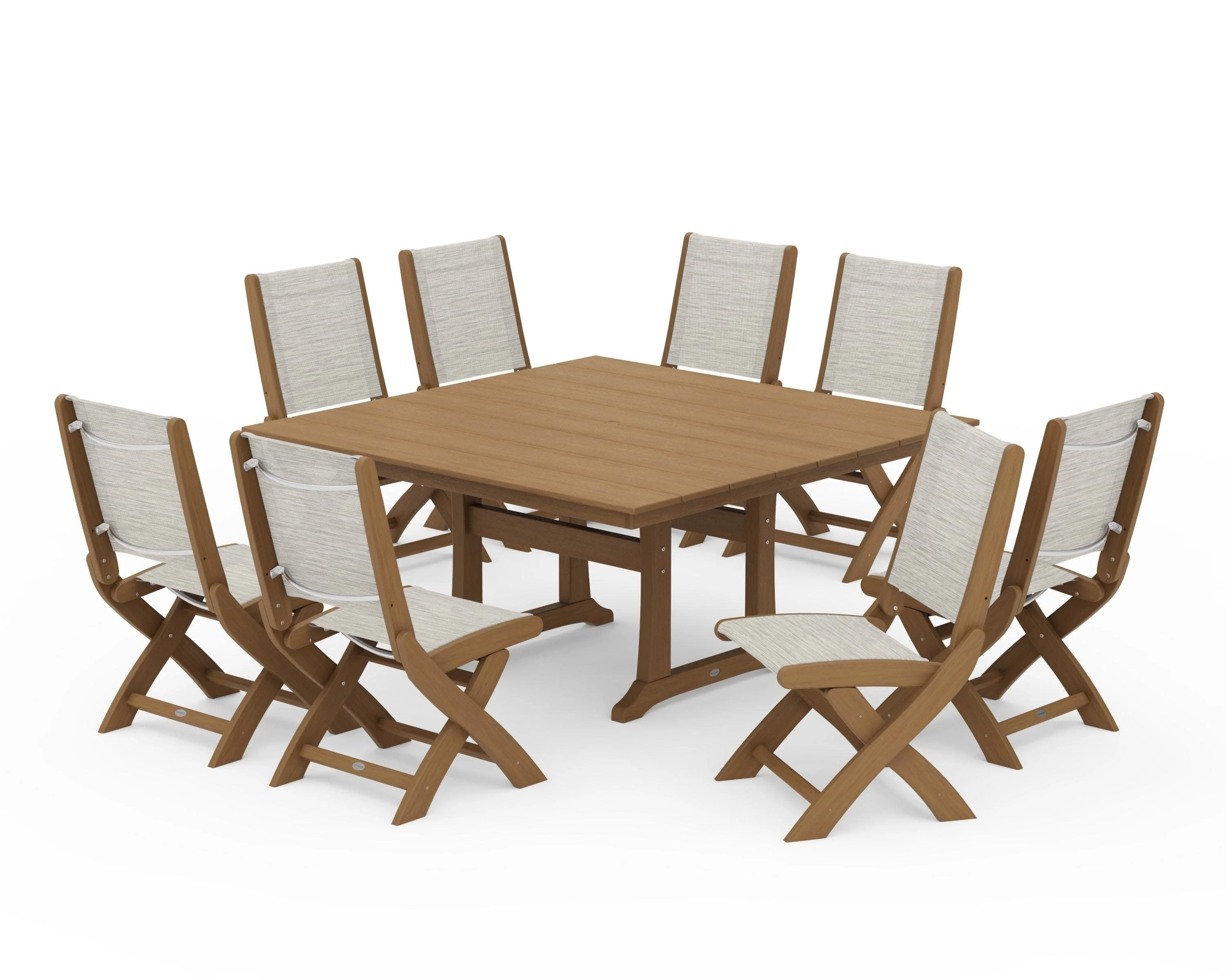 Coastal Folding Side Chair 9-Piece Farmhouse Dining Set - Image 125