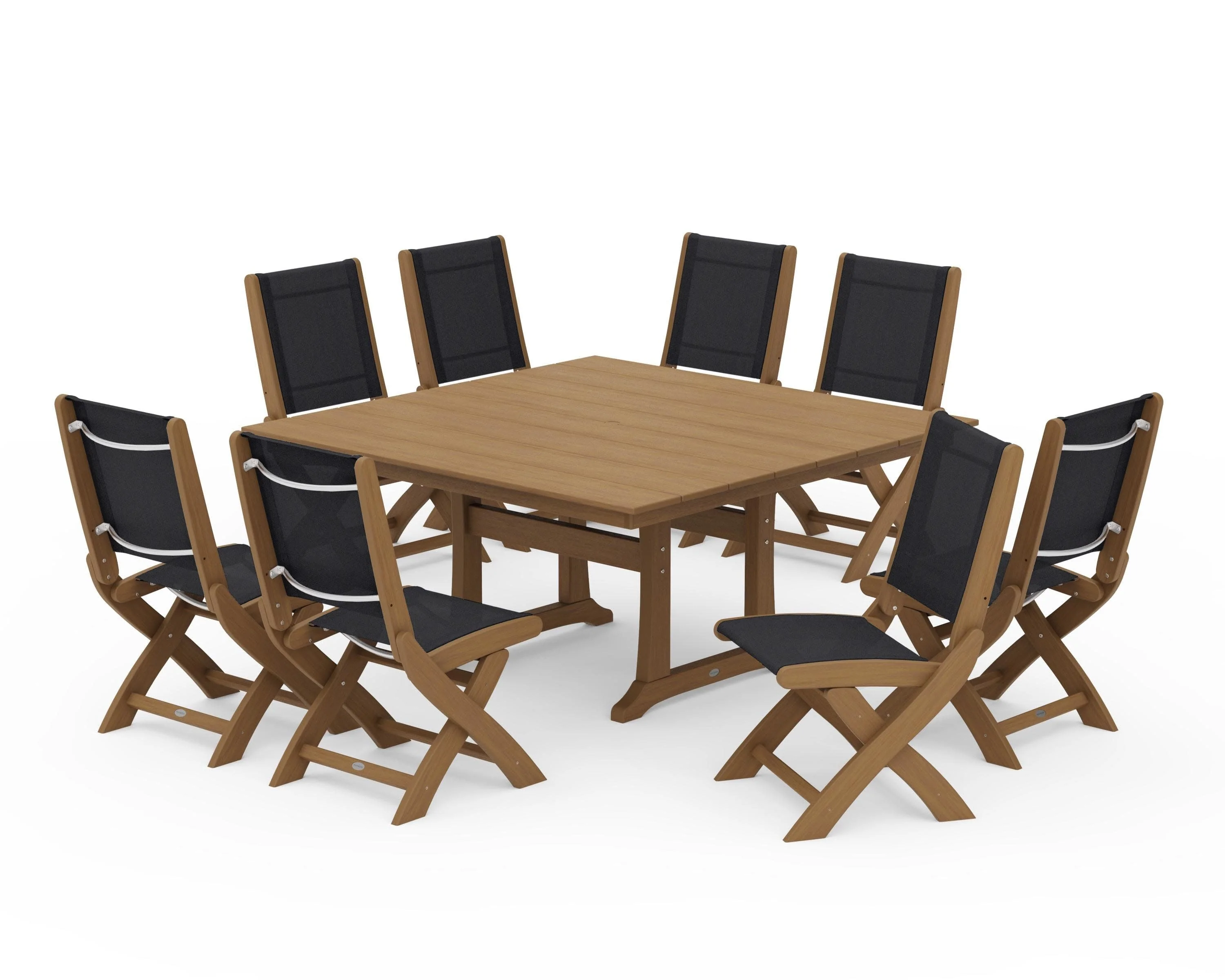 Coastal Folding Side Chair 9-Piece Farmhouse Dining Set - Image 127