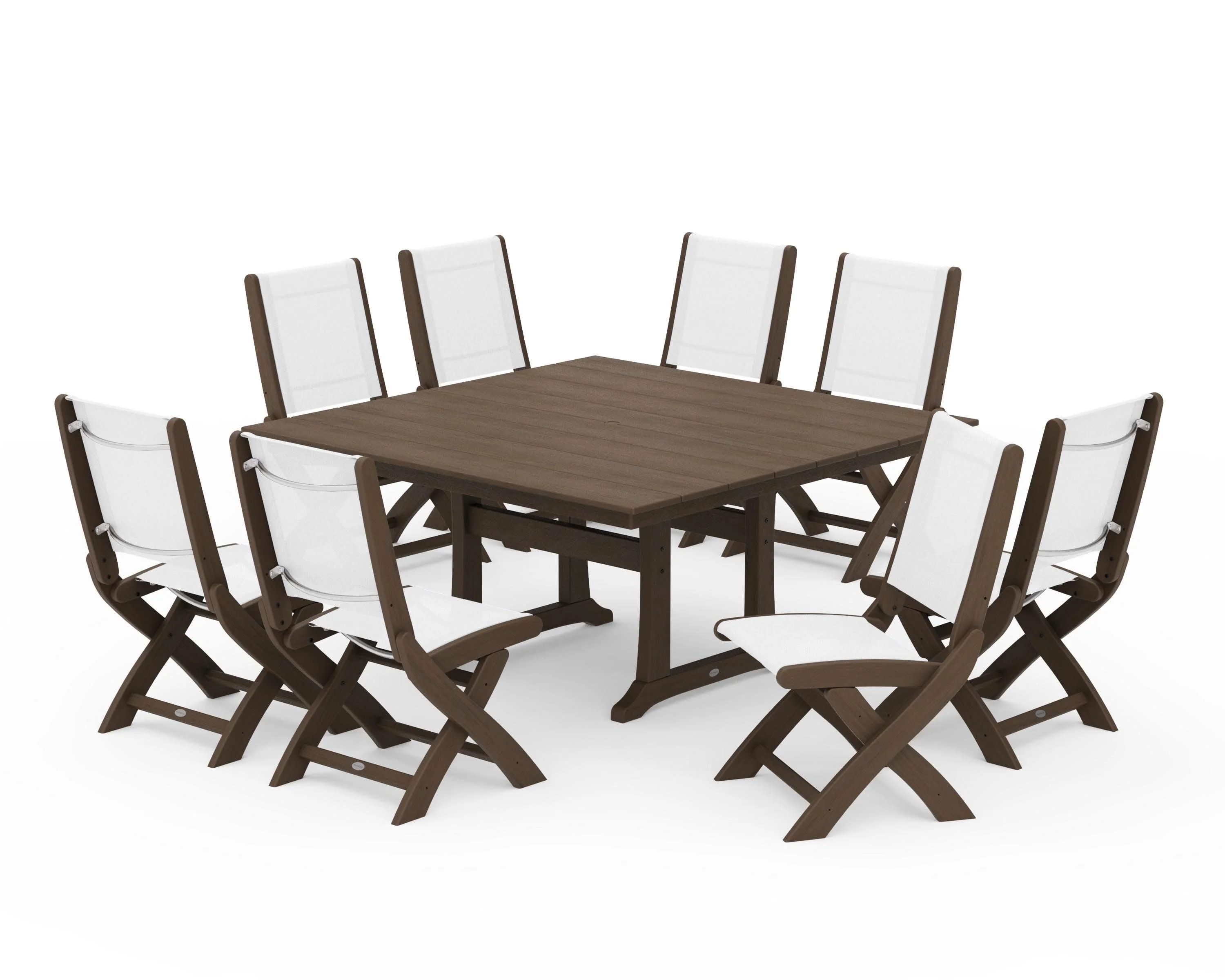 Coastal Folding Side Chair 9-Piece Farmhouse Dining Set - Image 130