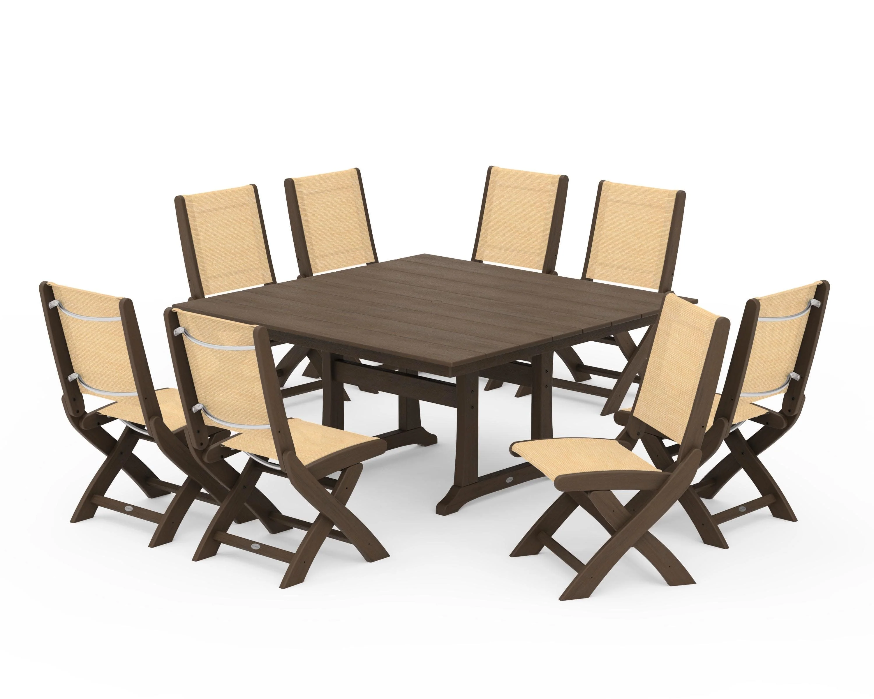 Coastal Folding Side Chair 9-Piece Farmhouse Dining Set - Image 131