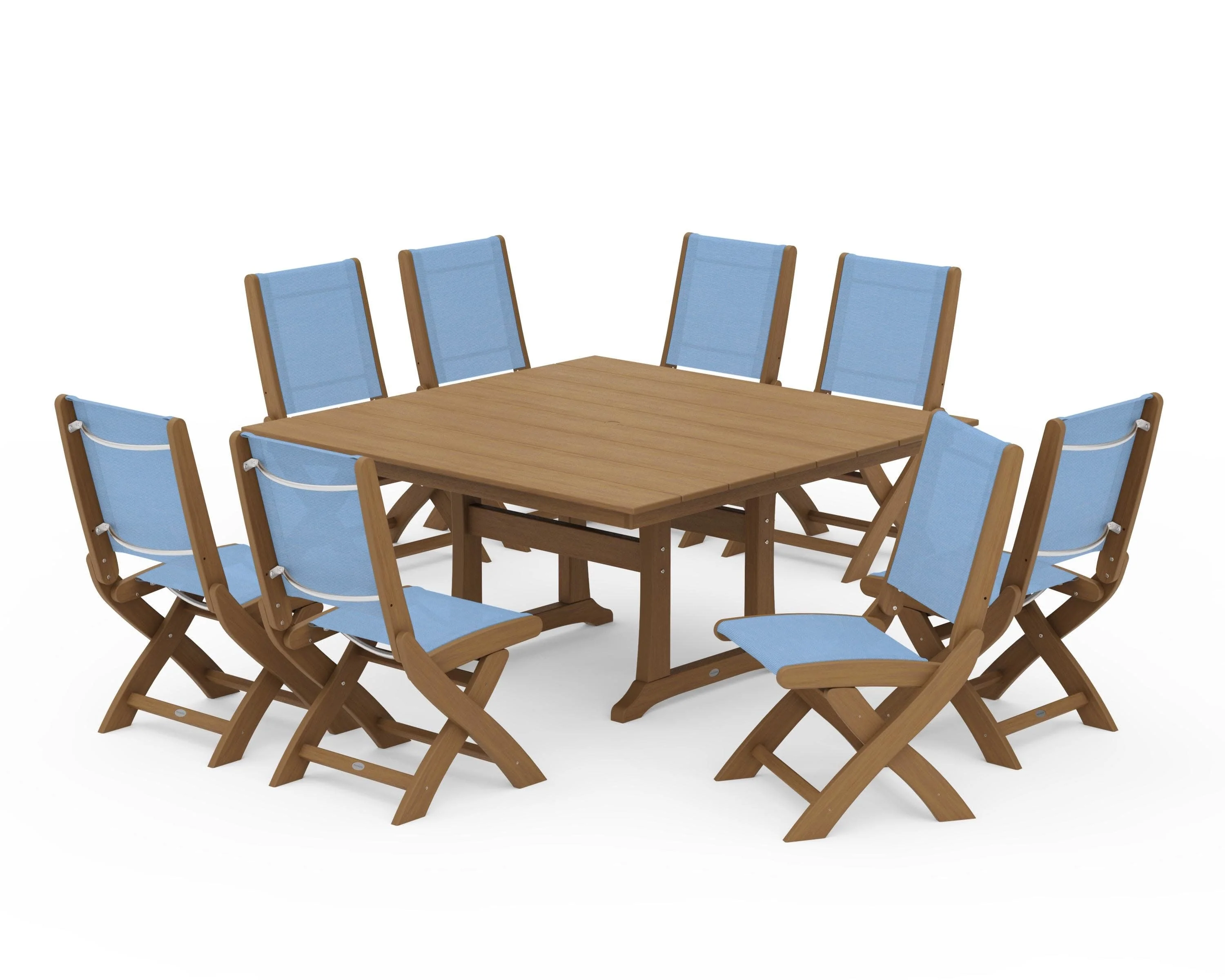 Coastal Folding Side Chair 9-Piece Farmhouse Dining Set - Image 134
