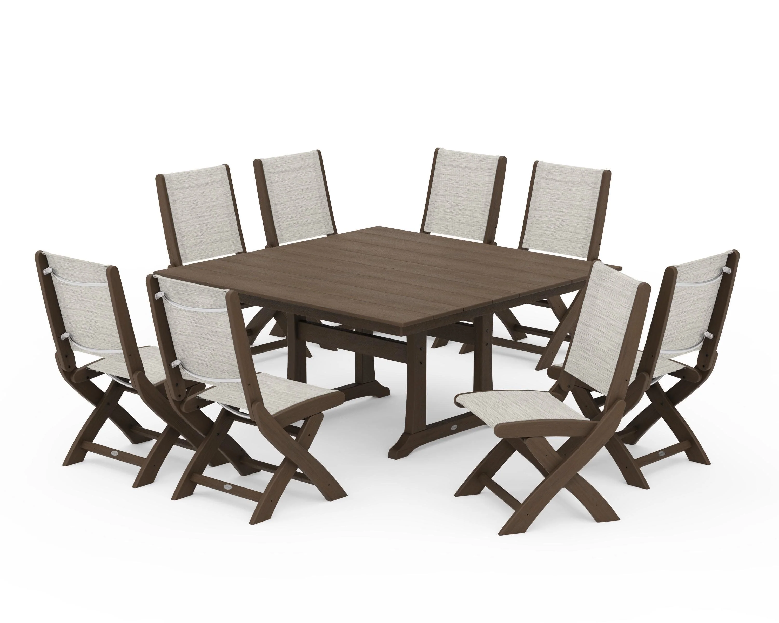 Coastal Folding Side Chair 9-Piece Farmhouse Dining Set - Image 135