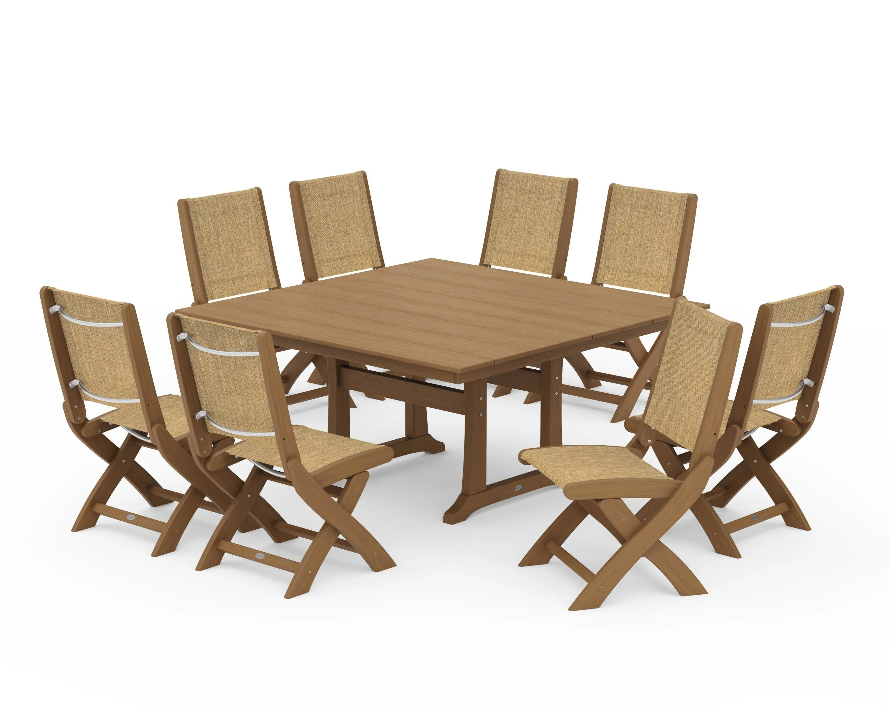 Coastal Folding Side Chair 9-Piece Farmhouse Dining Set - Image 143