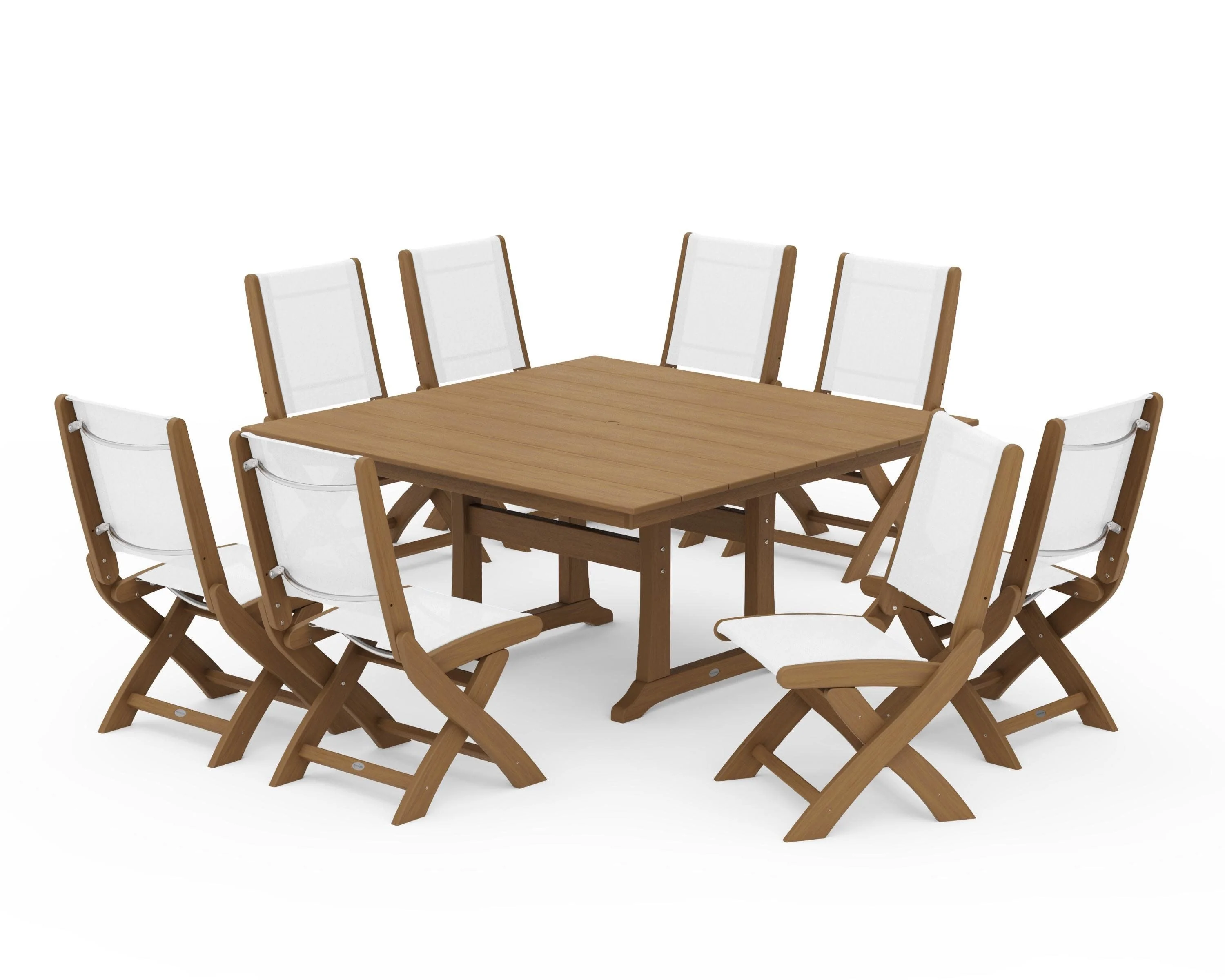 Coastal Folding Side Chair 9-Piece Farmhouse Dining Set - Image 149