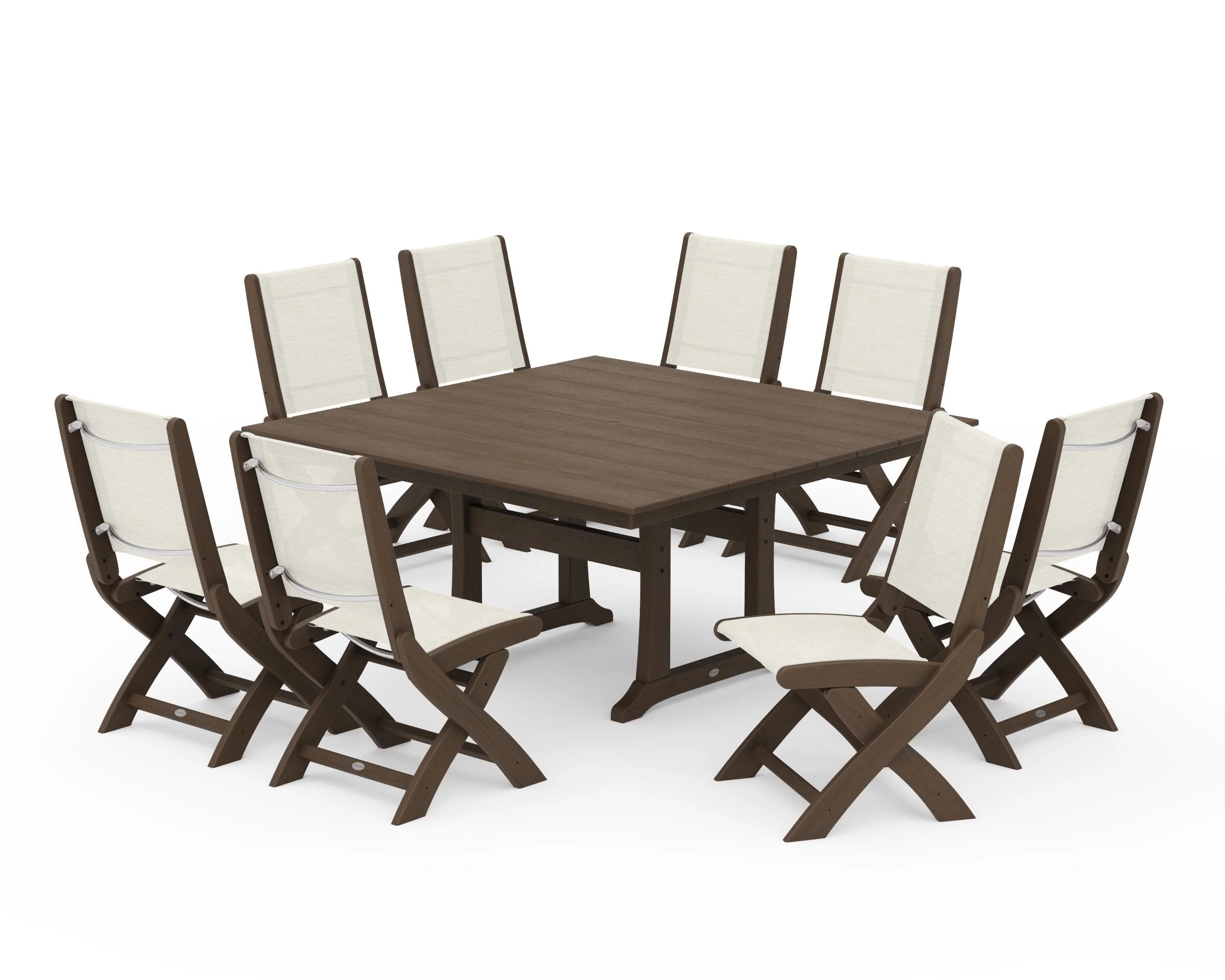 Coastal Folding Side Chair 9-Piece Farmhouse Dining Set - Image 152