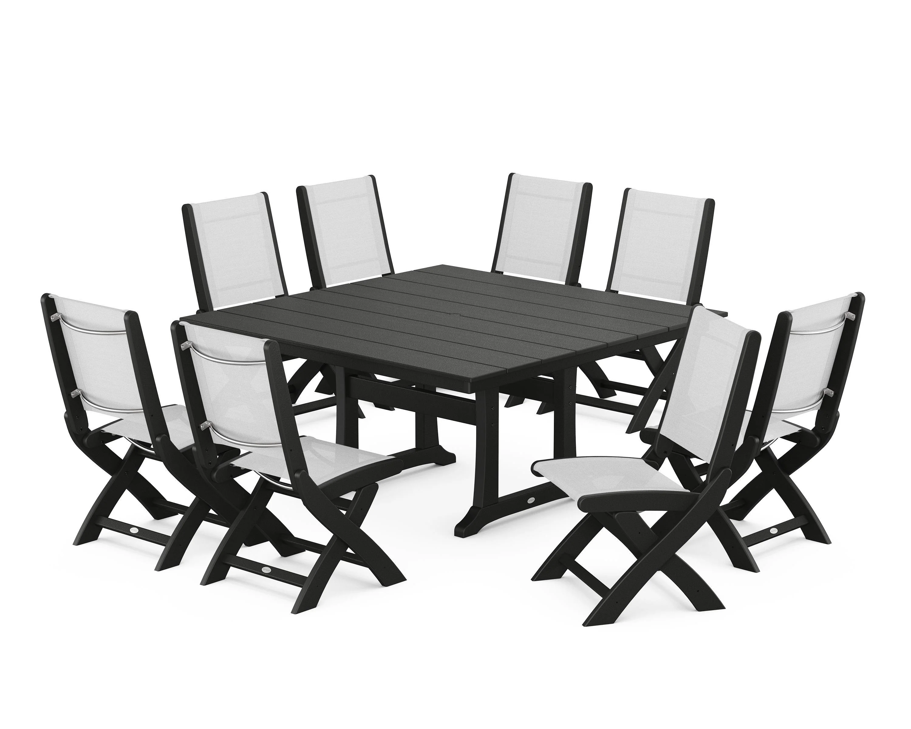 Coastal Folding Side Chair 9-Piece Farmhouse Dining Set - Image 17