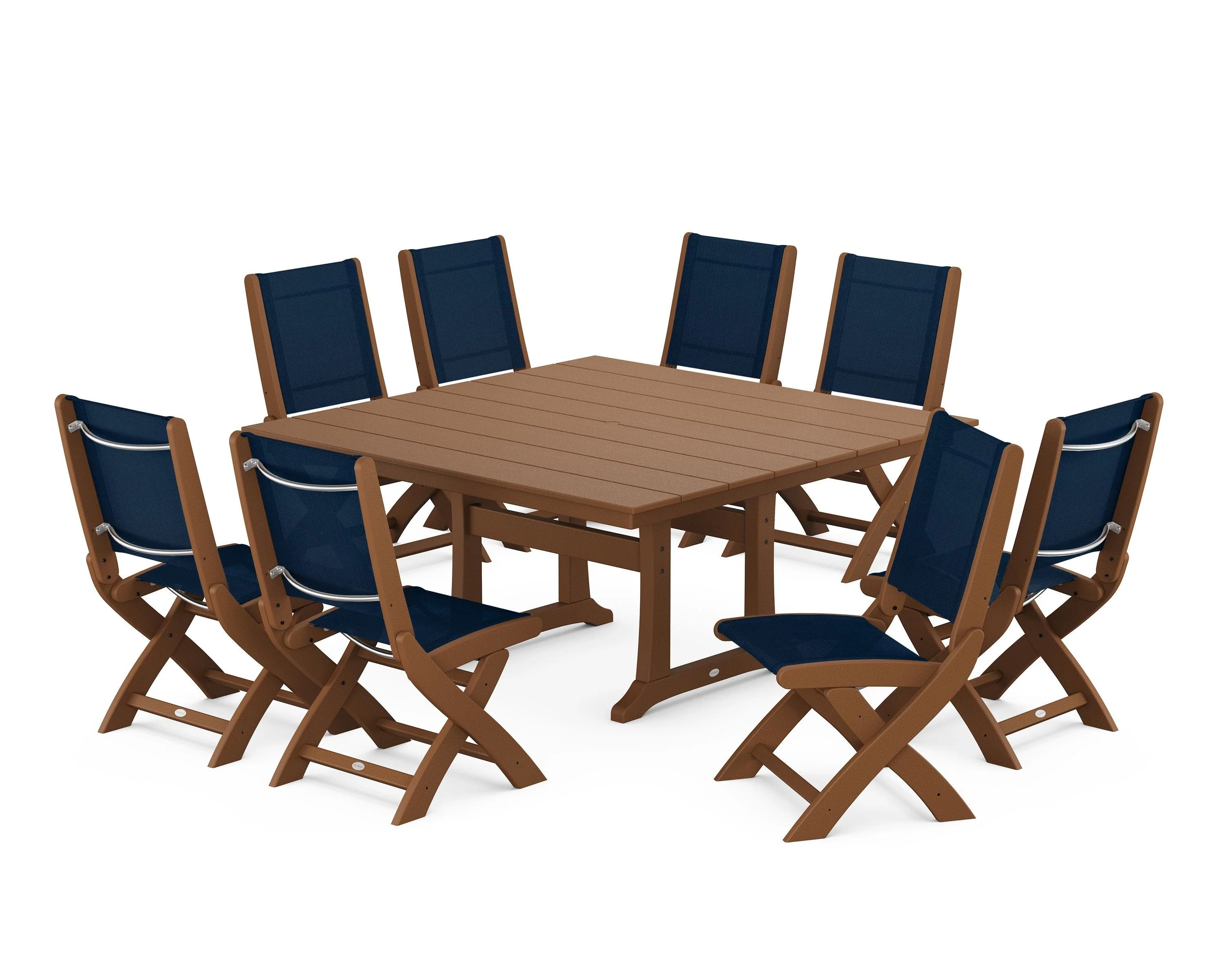 Coastal Folding Side Chair 9-Piece Farmhouse Dining Set - Image 20