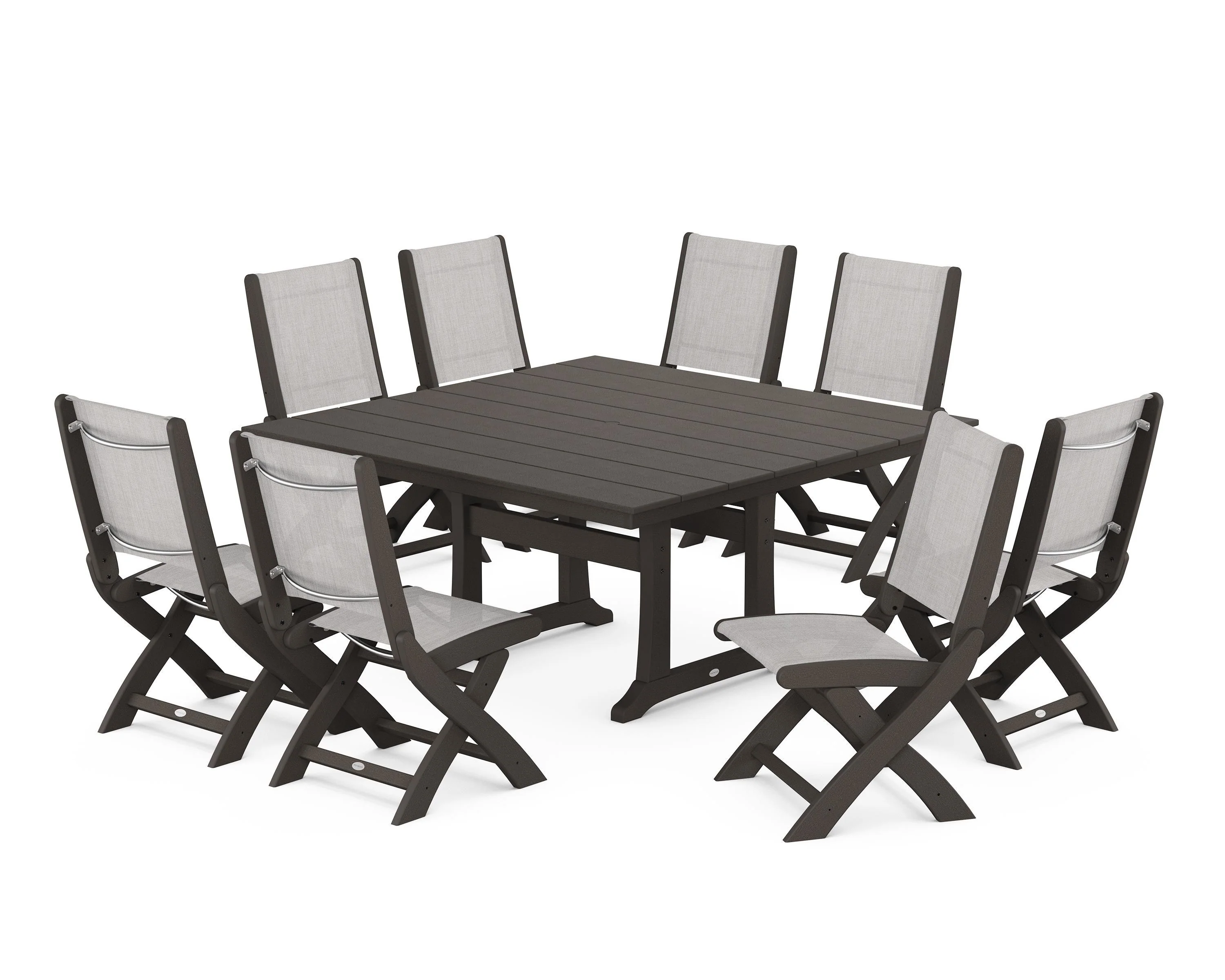 Coastal Folding Side Chair 9-Piece Farmhouse Dining Set - Image 28