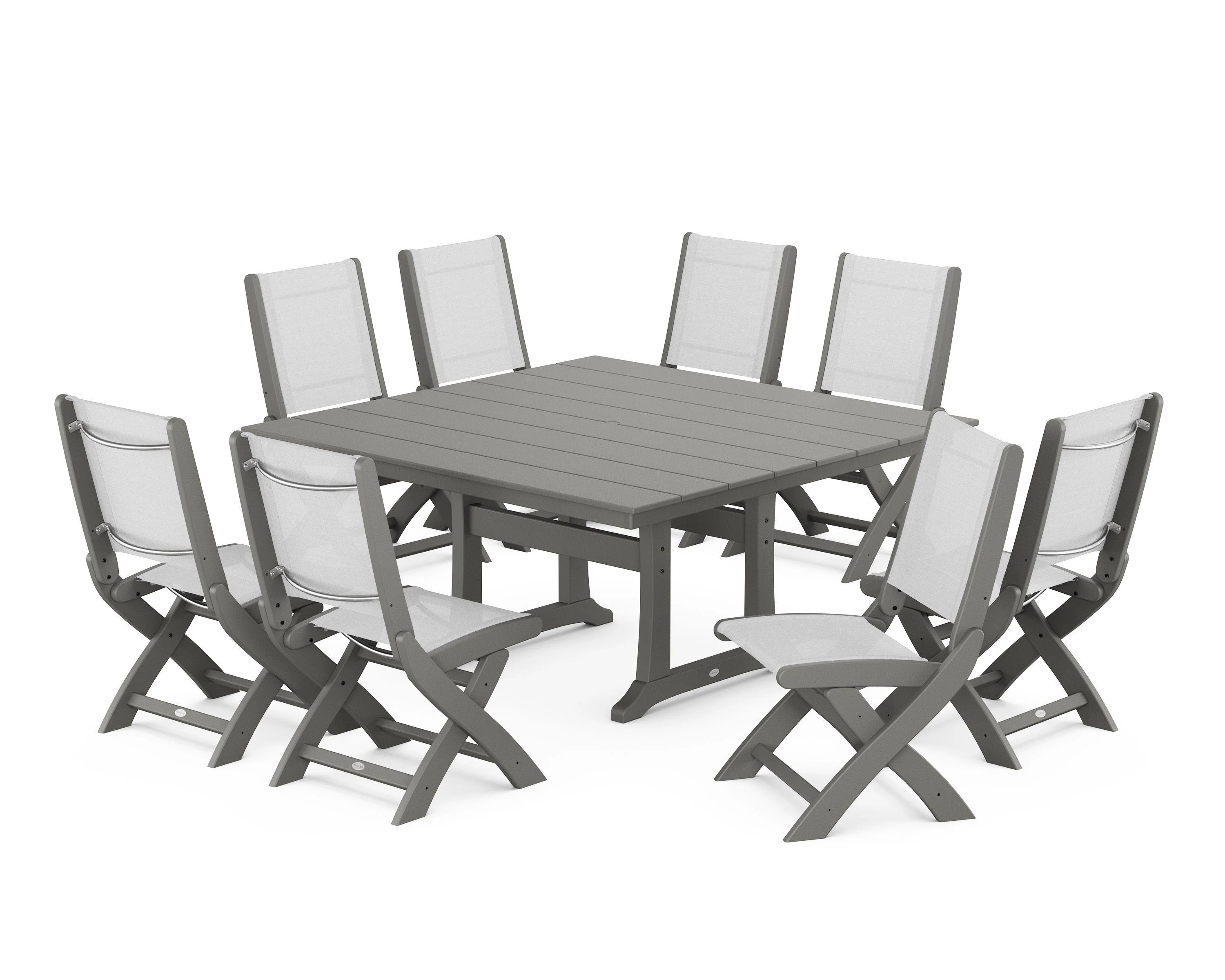 Coastal Folding Side Chair 9-Piece Farmhouse Dining Set - Image 33
