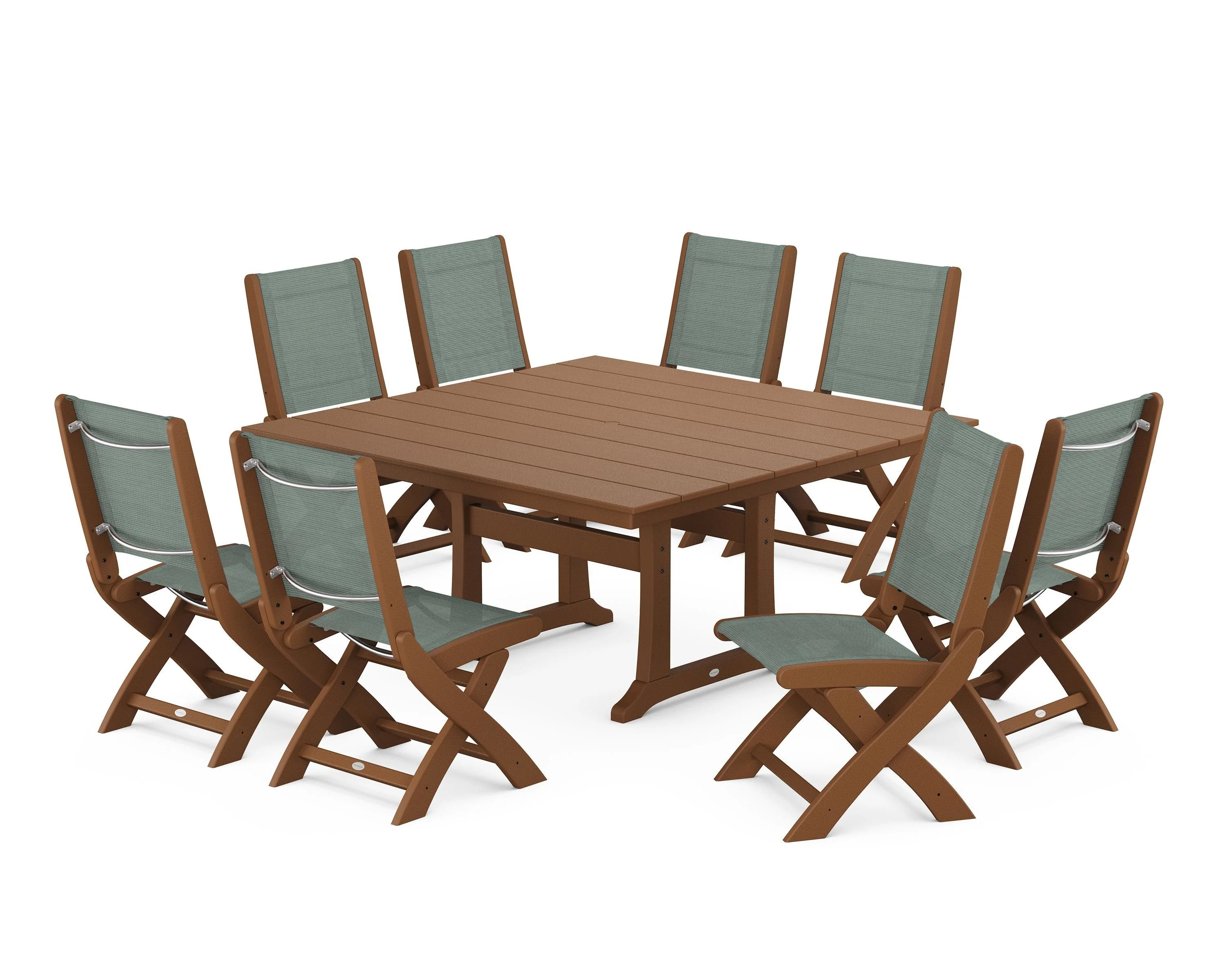 Coastal Folding Side Chair 9-Piece Farmhouse Dining Set - Image 35