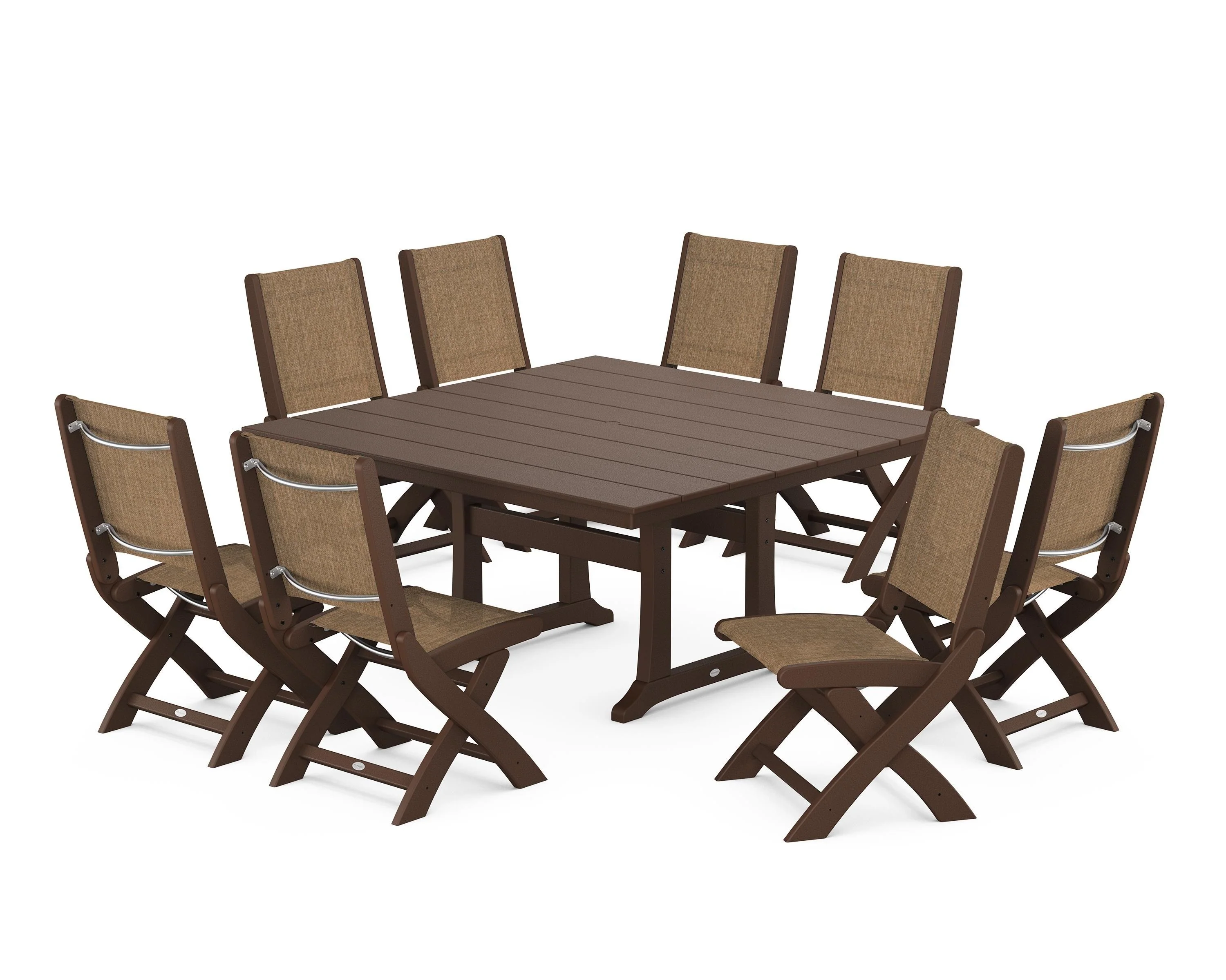 Coastal Folding Side Chair 9-Piece Farmhouse Dining Set - Image 36