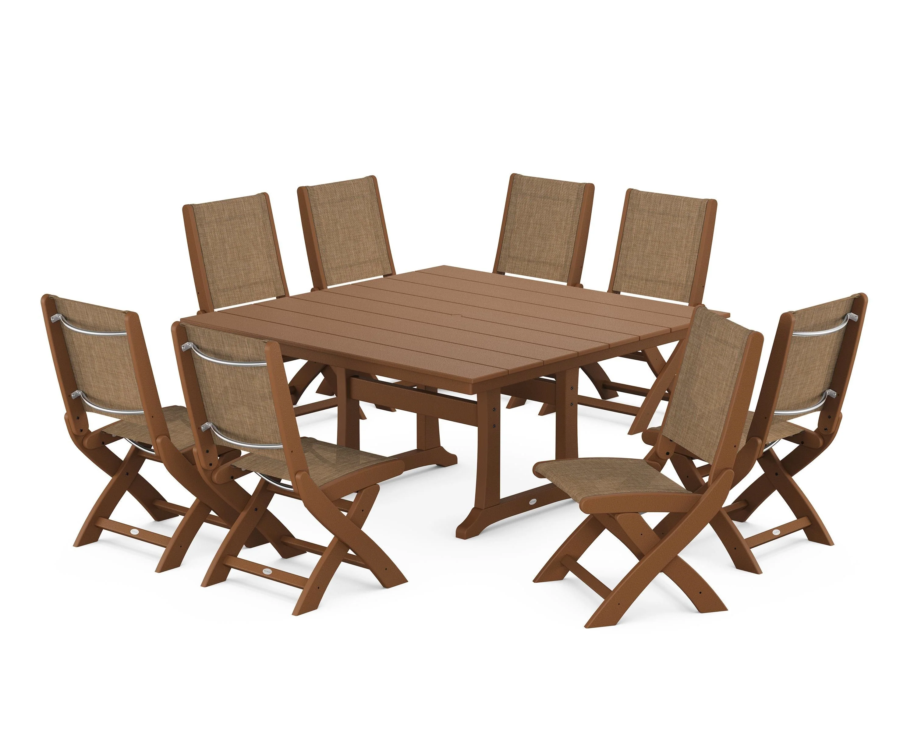 Coastal Folding Side Chair 9-Piece Farmhouse Dining Set - Image 40