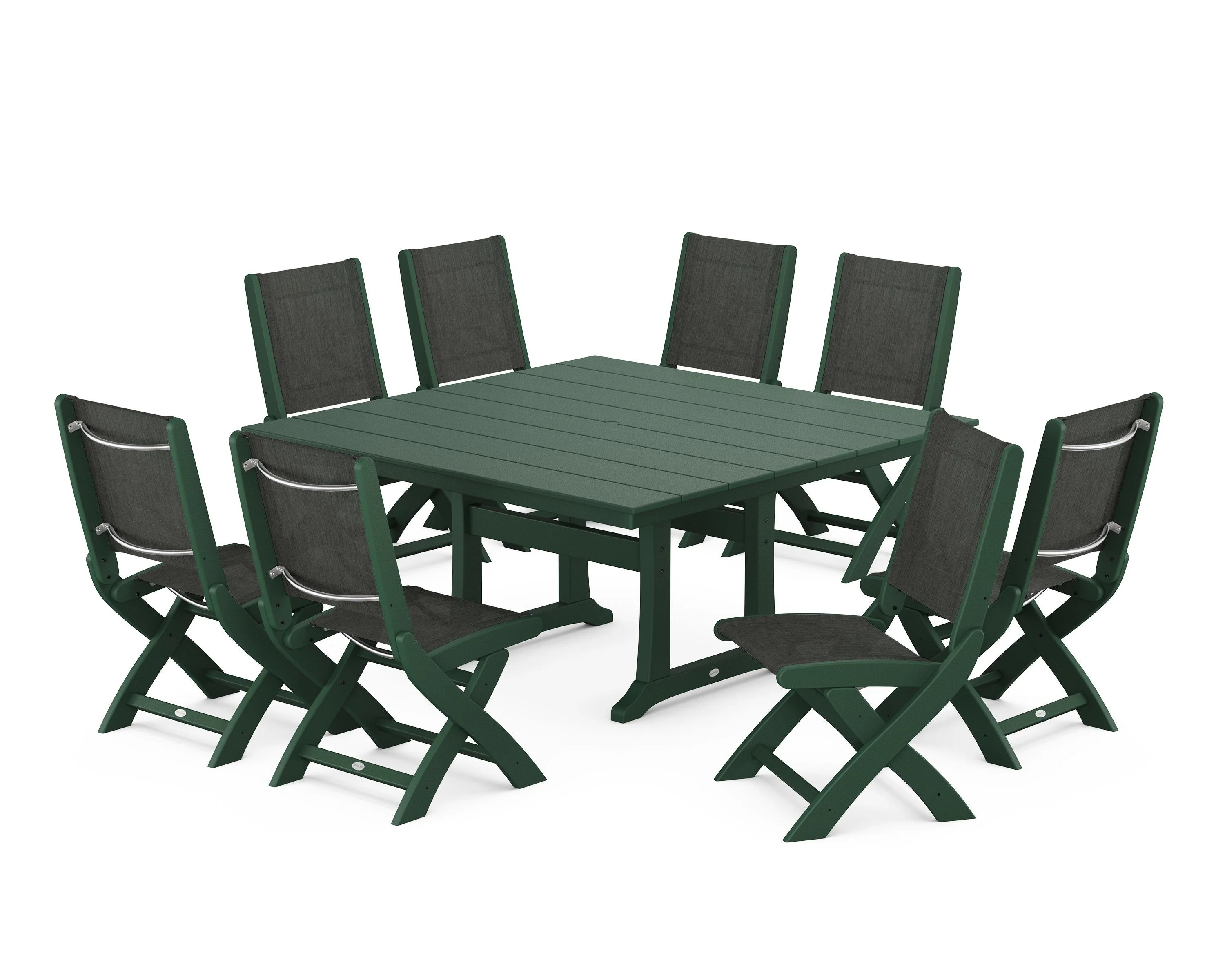 Coastal Folding Side Chair 9-Piece Farmhouse Dining Set - Image 41