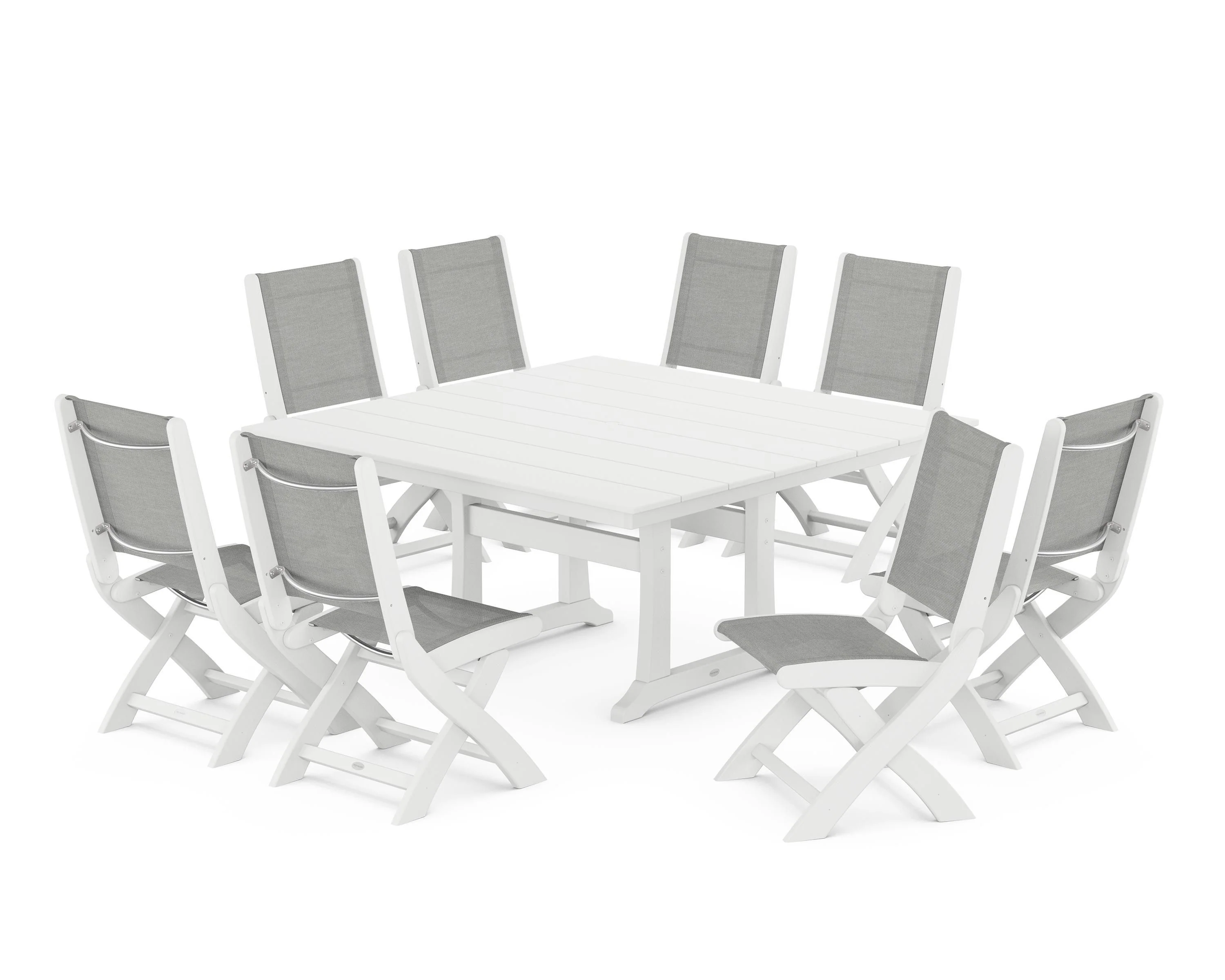 Coastal Folding Side Chair 9-Piece Farmhouse Dining Set - Image 42
