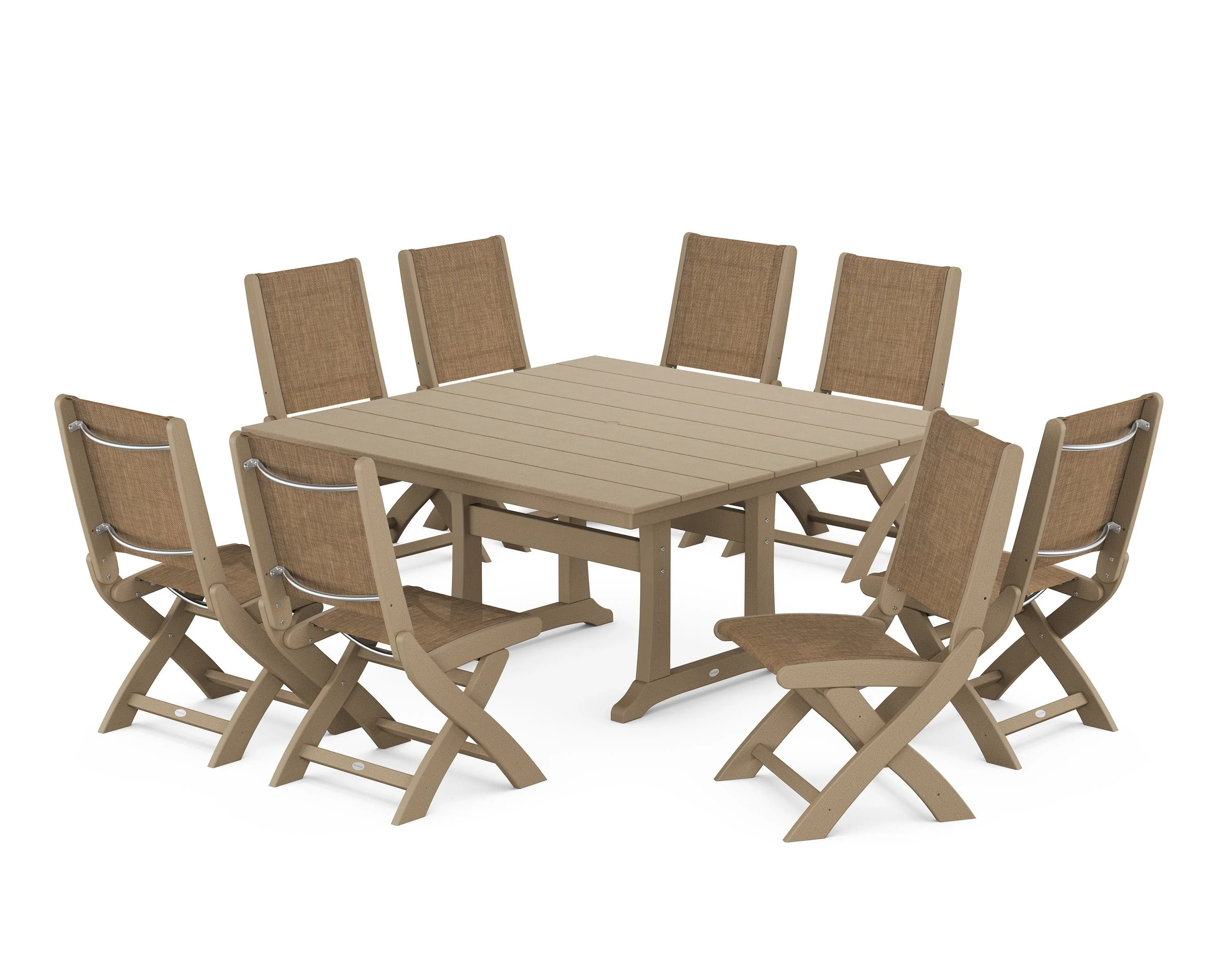 Coastal Folding Side Chair 9-Piece Farmhouse Dining Set - Image 44