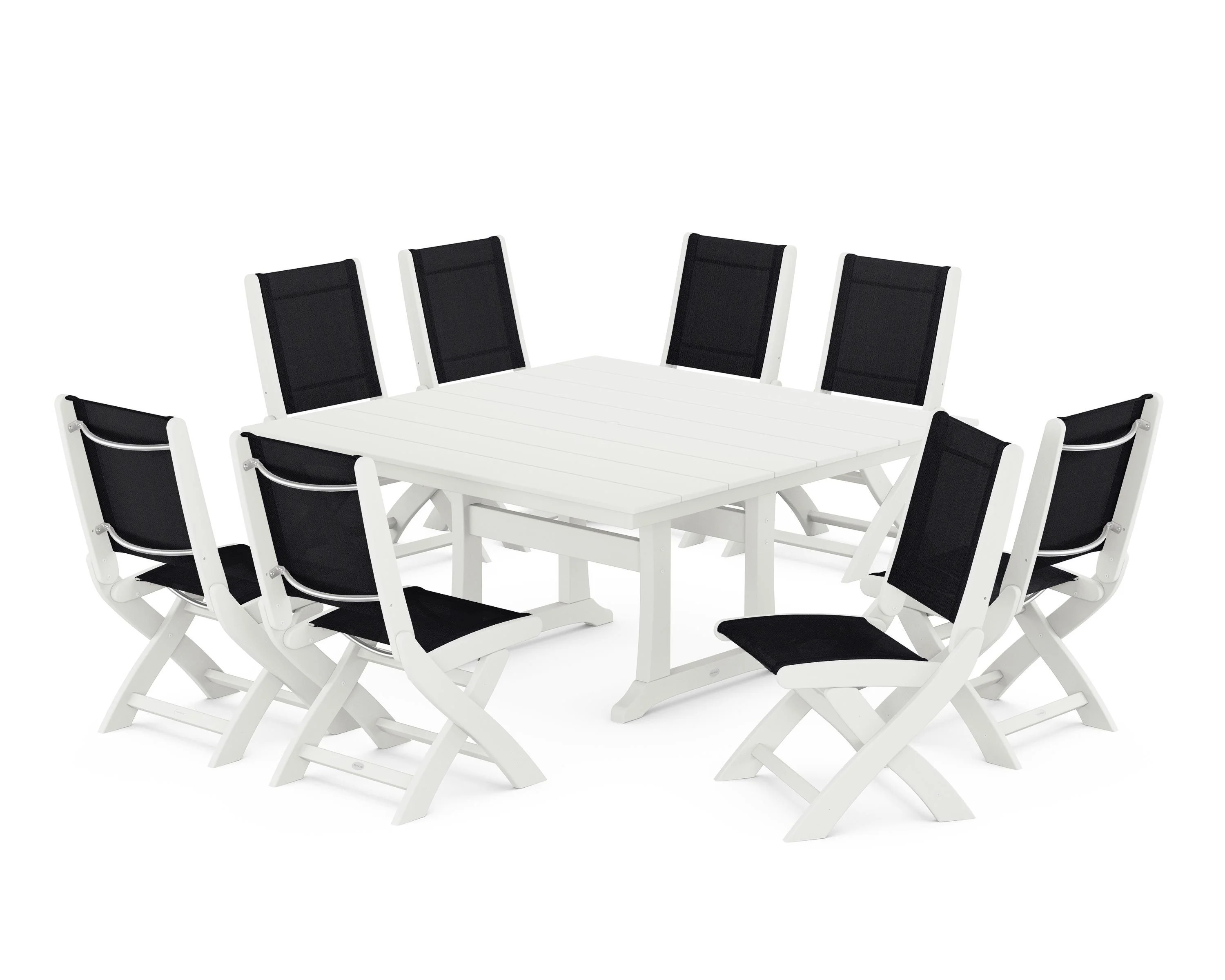Coastal Folding Side Chair 9-Piece Farmhouse Dining Set - Image 54