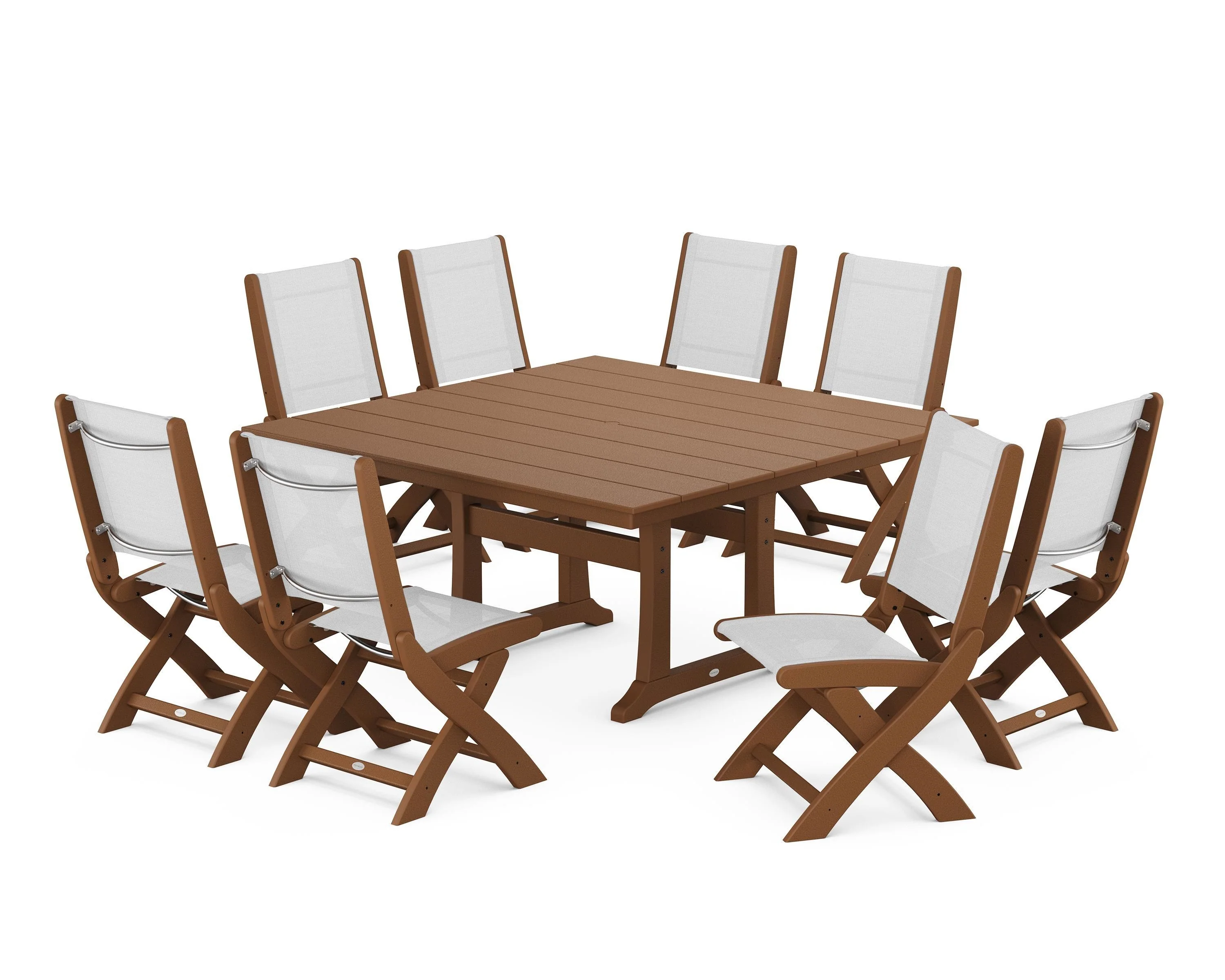 Coastal Folding Side Chair 9-Piece Farmhouse Dining Set - Image 56