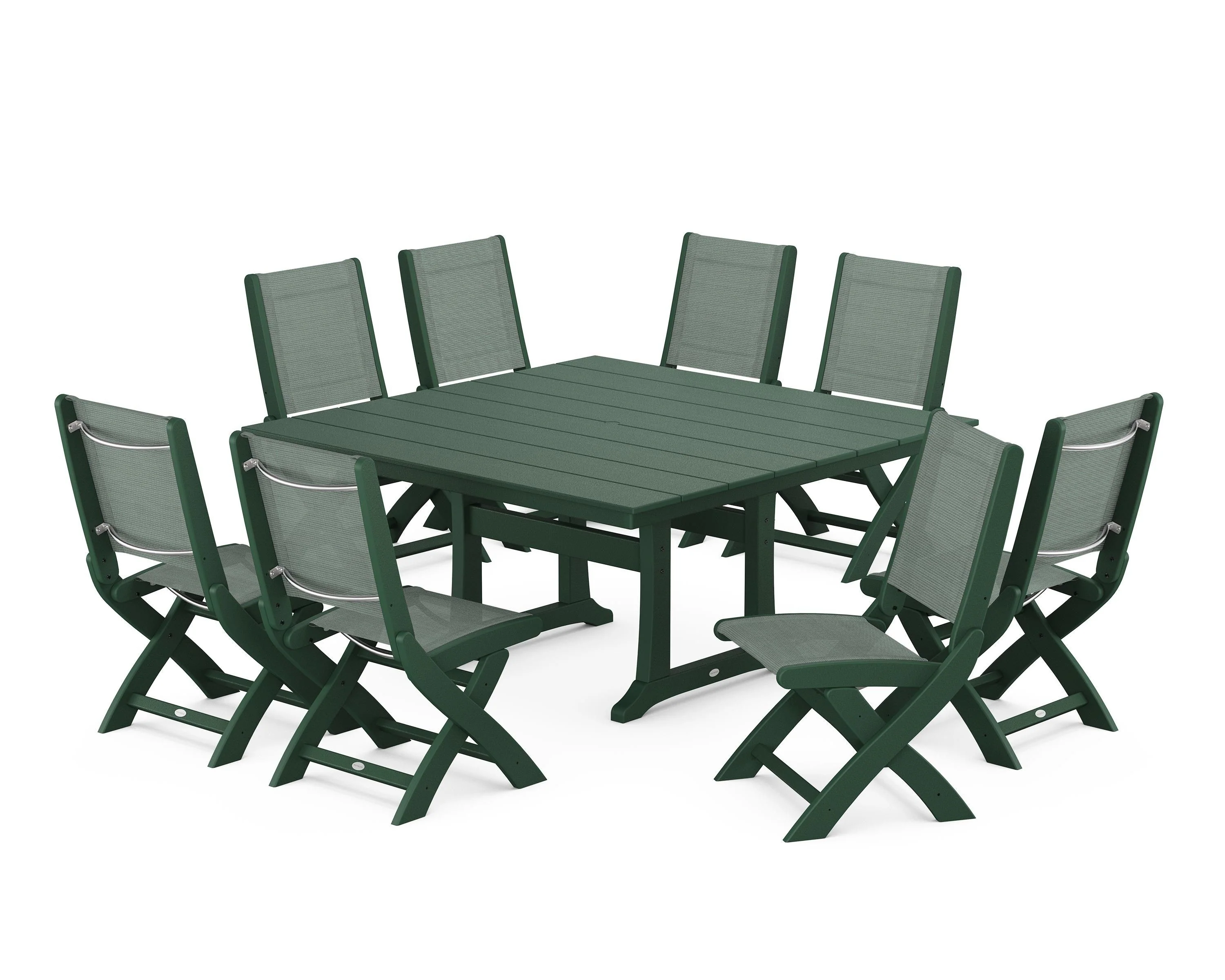 Coastal Folding Side Chair 9-Piece Farmhouse Dining Set - Image 59