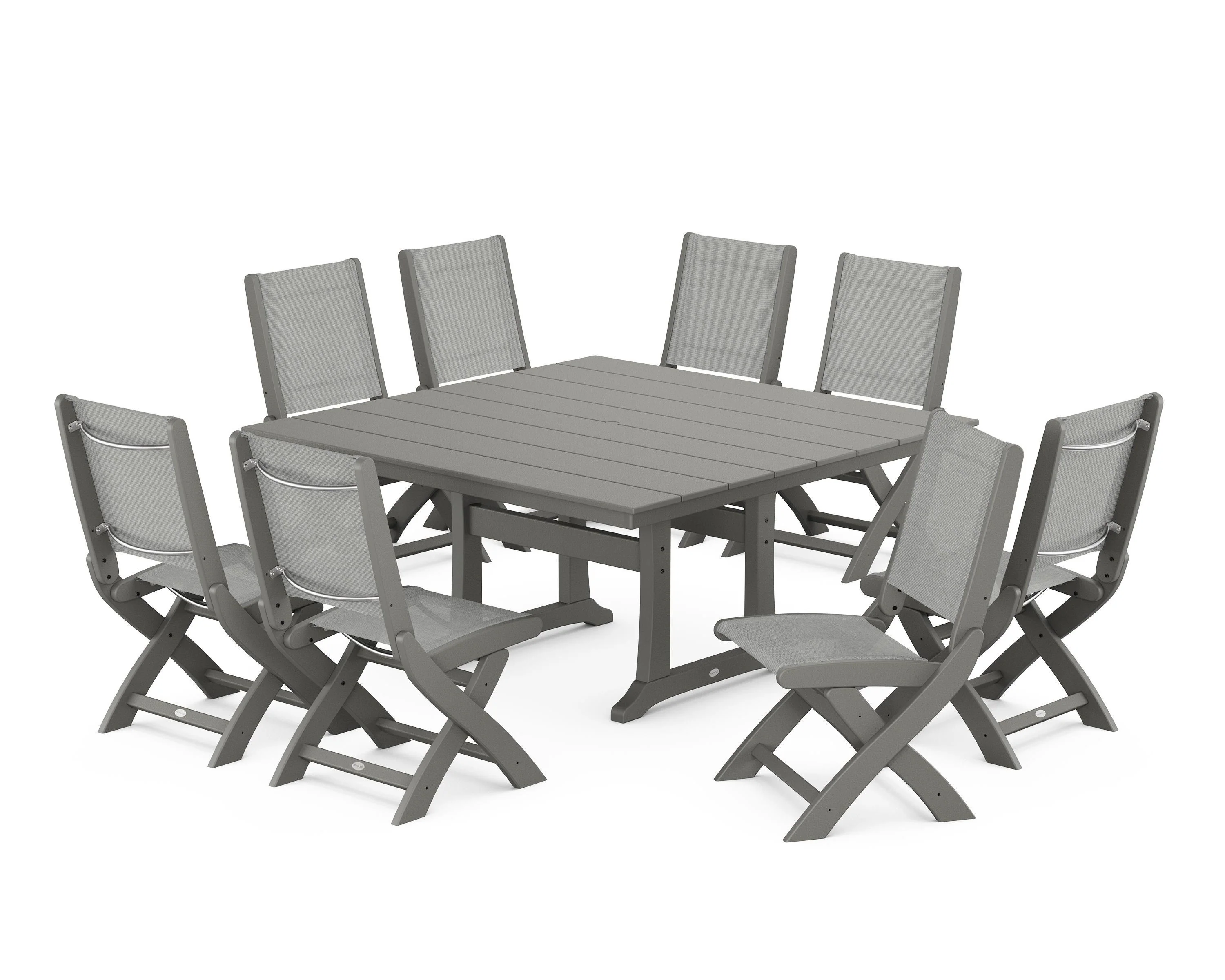 Coastal Folding Side Chair 9-Piece Farmhouse Dining Set - Image 60