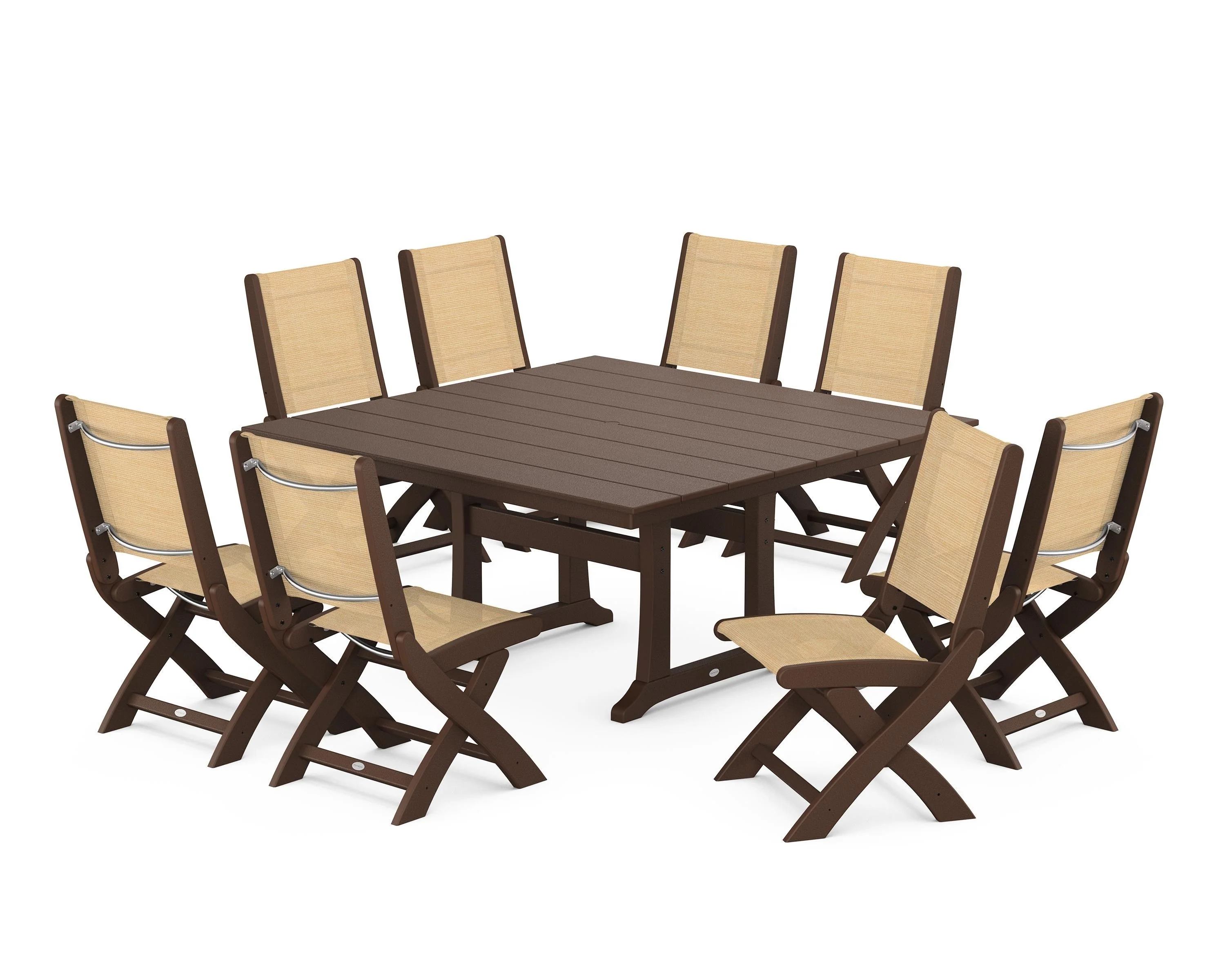 Coastal Folding Side Chair 9-Piece Farmhouse Dining Set - Image 68