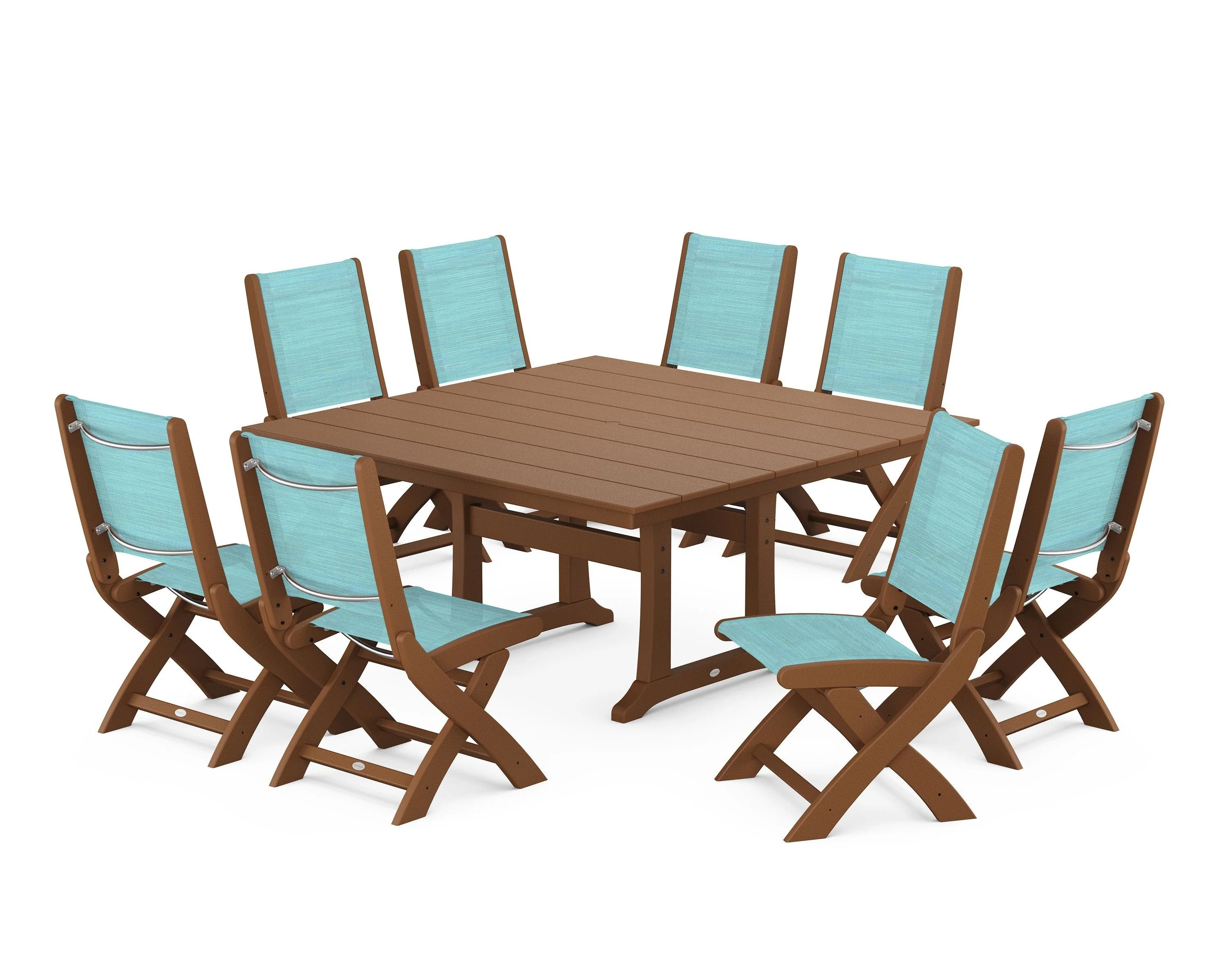 Coastal Folding Side Chair 9-Piece Farmhouse Dining Set - Image 72