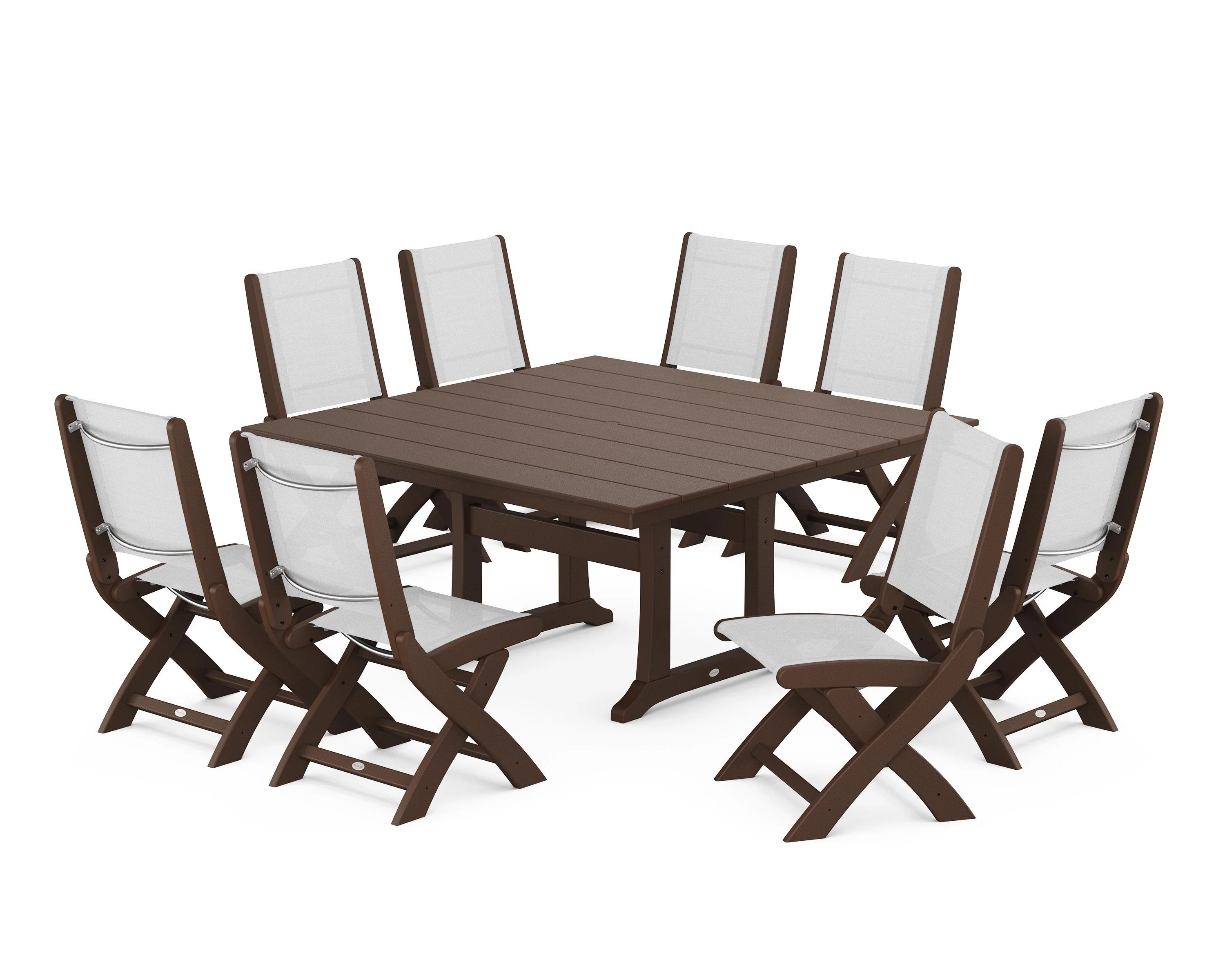 Coastal Folding Side Chair 9-Piece Farmhouse Dining Set - Image 75